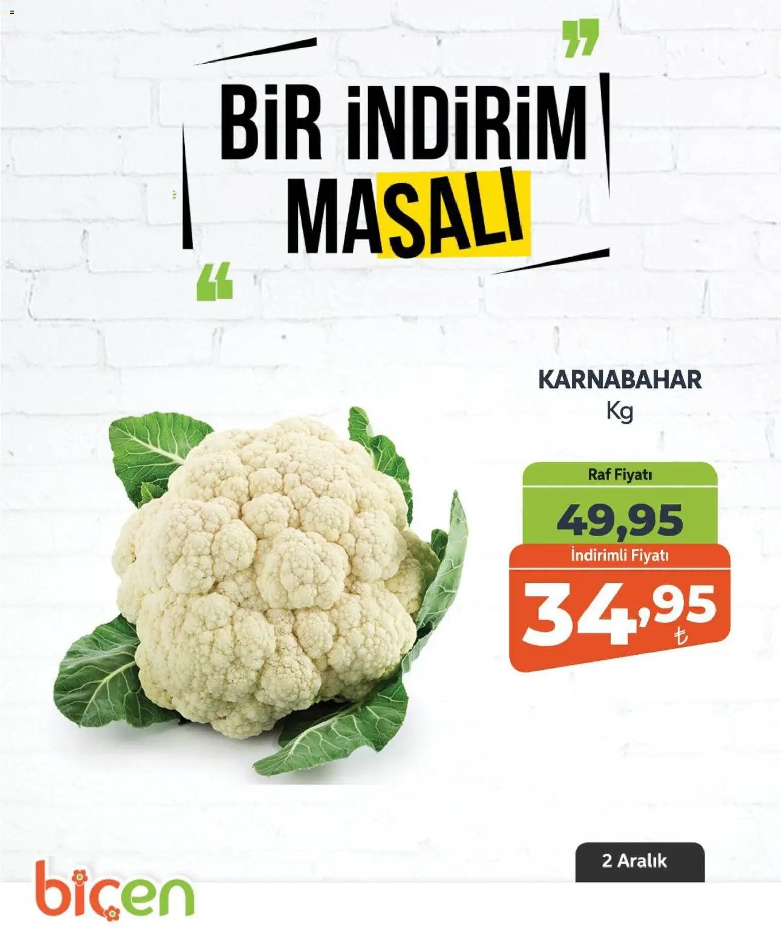 Biçen Market tarihli katalog 02 1212 2025 Bir İndirim MaSalı - sebze