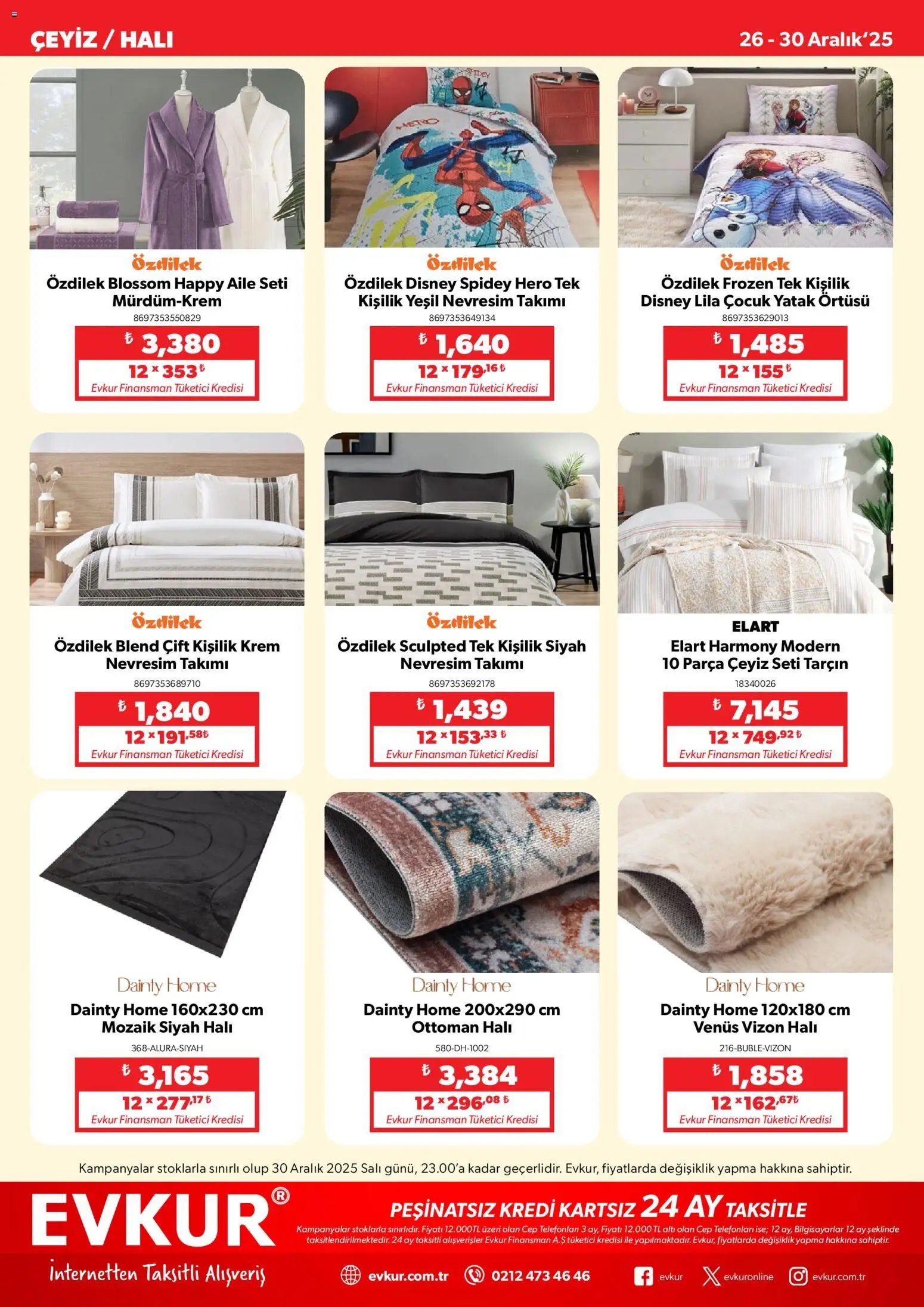 Evkur tarihli katalog 26 1212 2025 Muhteşem Fırsatlar
