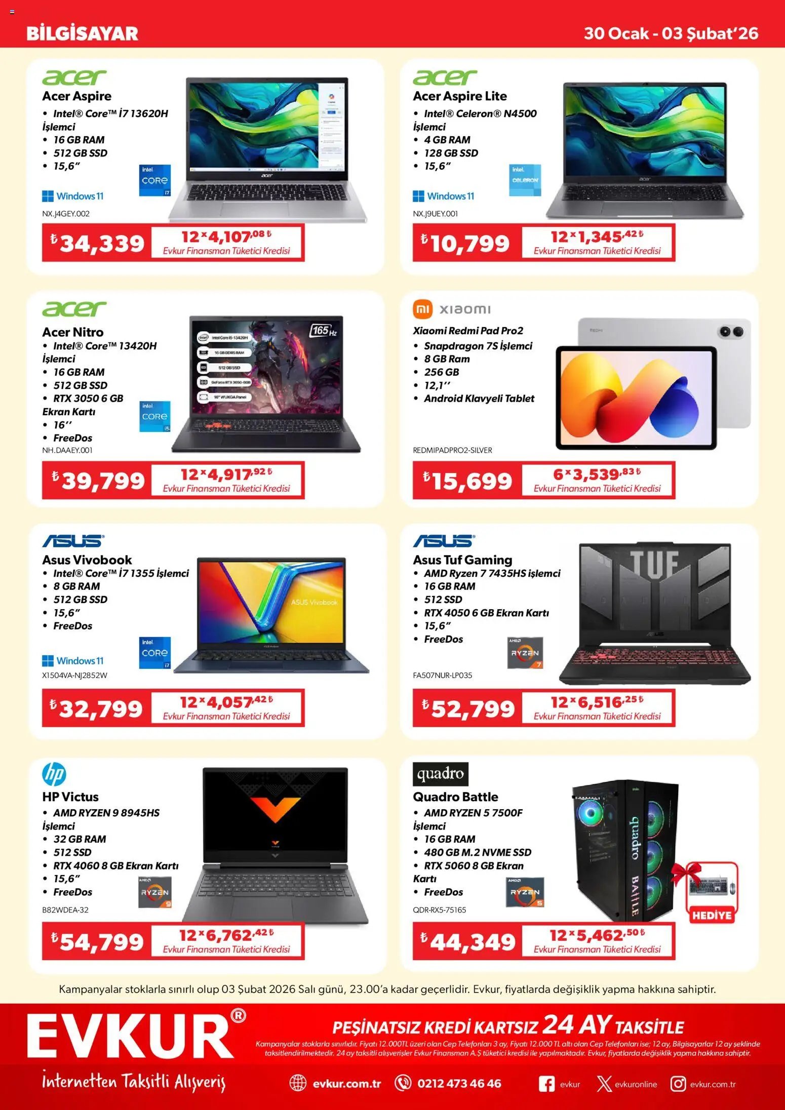 Evkur tarihli katalog 30 0101 2026 Muhteşem Fırsatlar