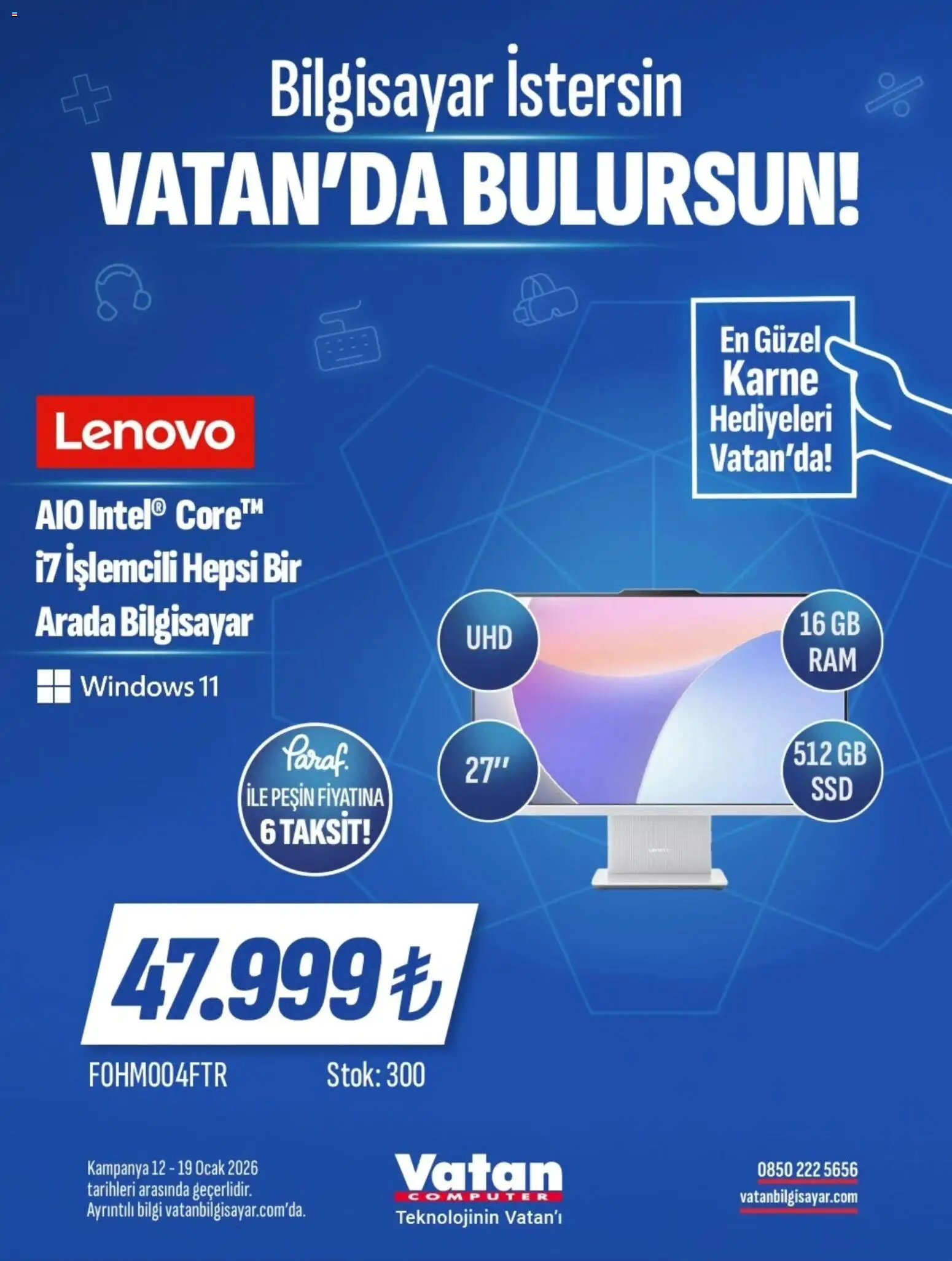 Vatan Bilgisayar tarihli katalog 12 0101 2026 İndirim