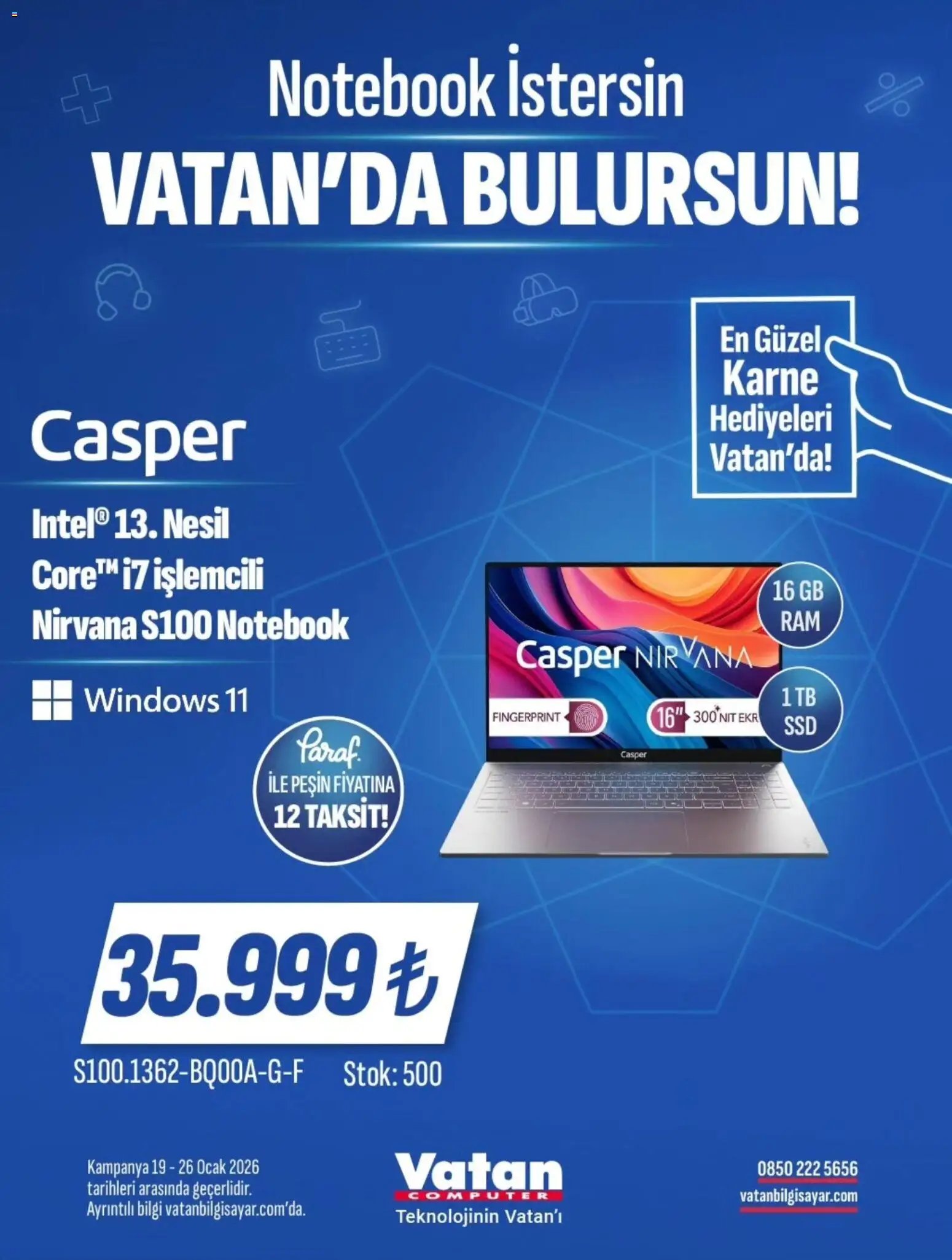 Vatan Bilgisayar tarihli katalog 19 0101 2026 İndirim