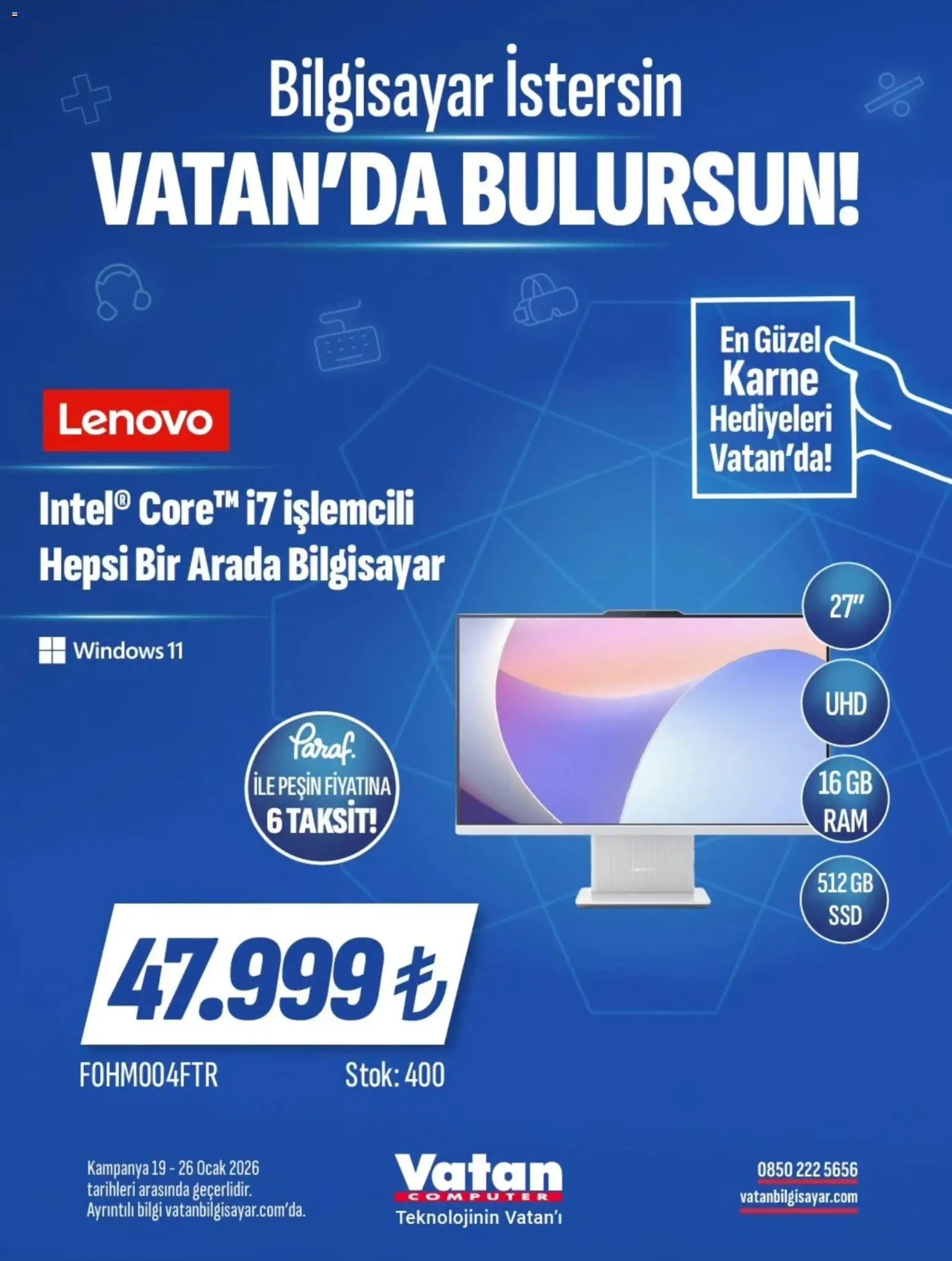 Vatan Bilgisayar tarihli katalog 19 0101 2026 İndirim