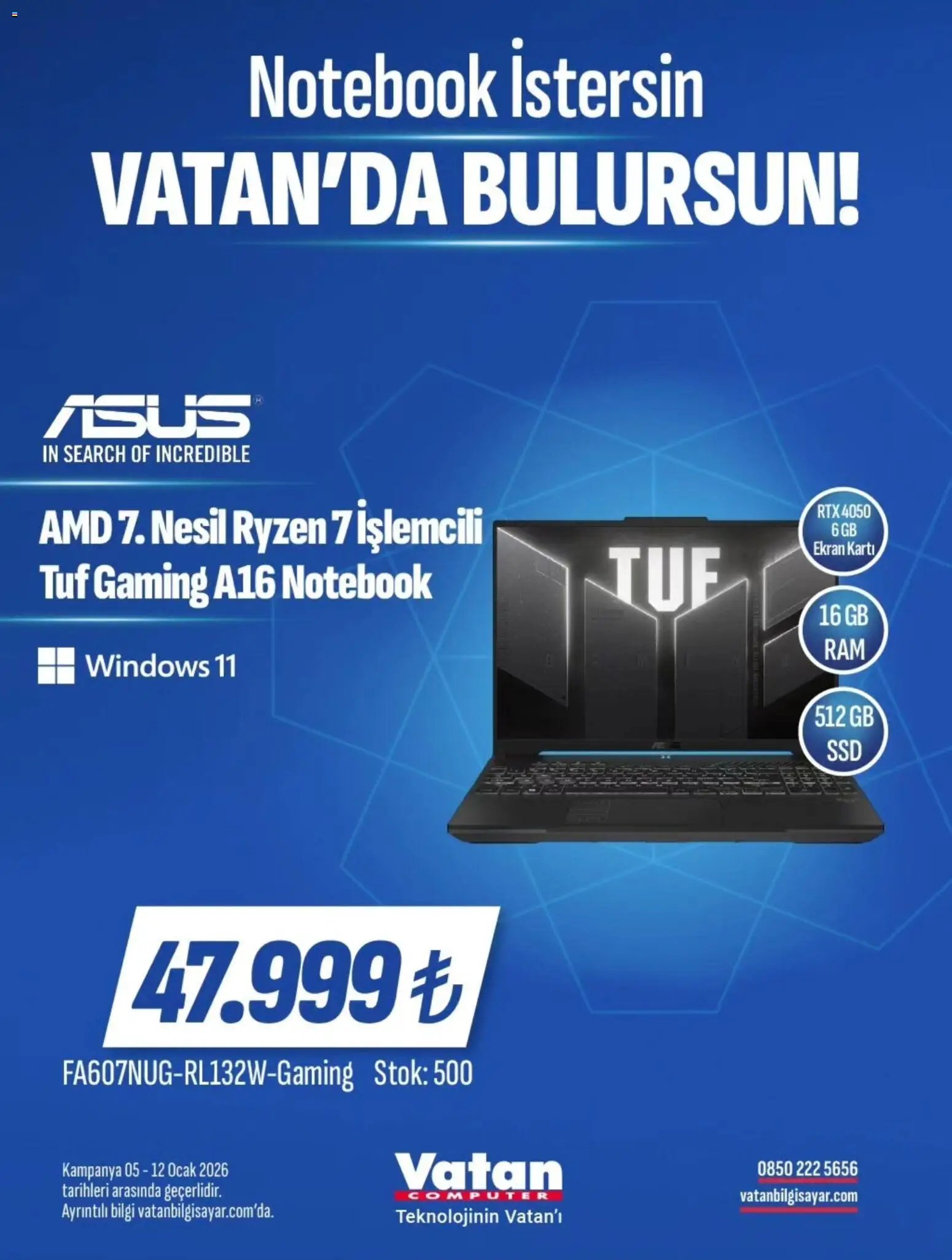 Vatan Bilgisayar tarihli katalog 05 0101 2026 İndirim