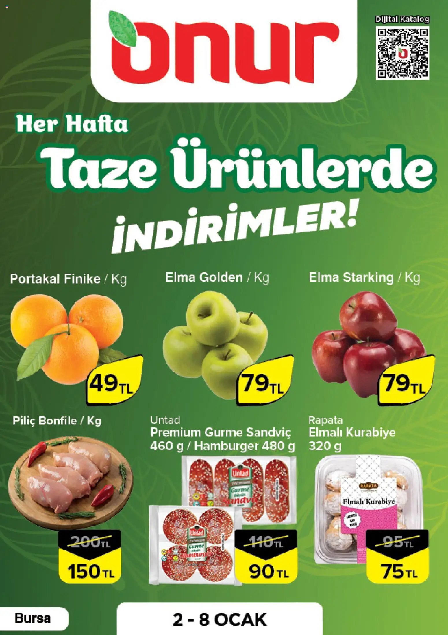 Onur Market tarihli katalog 02 0101 2026 Taze Ürünlerde İndirimler - Bursa
