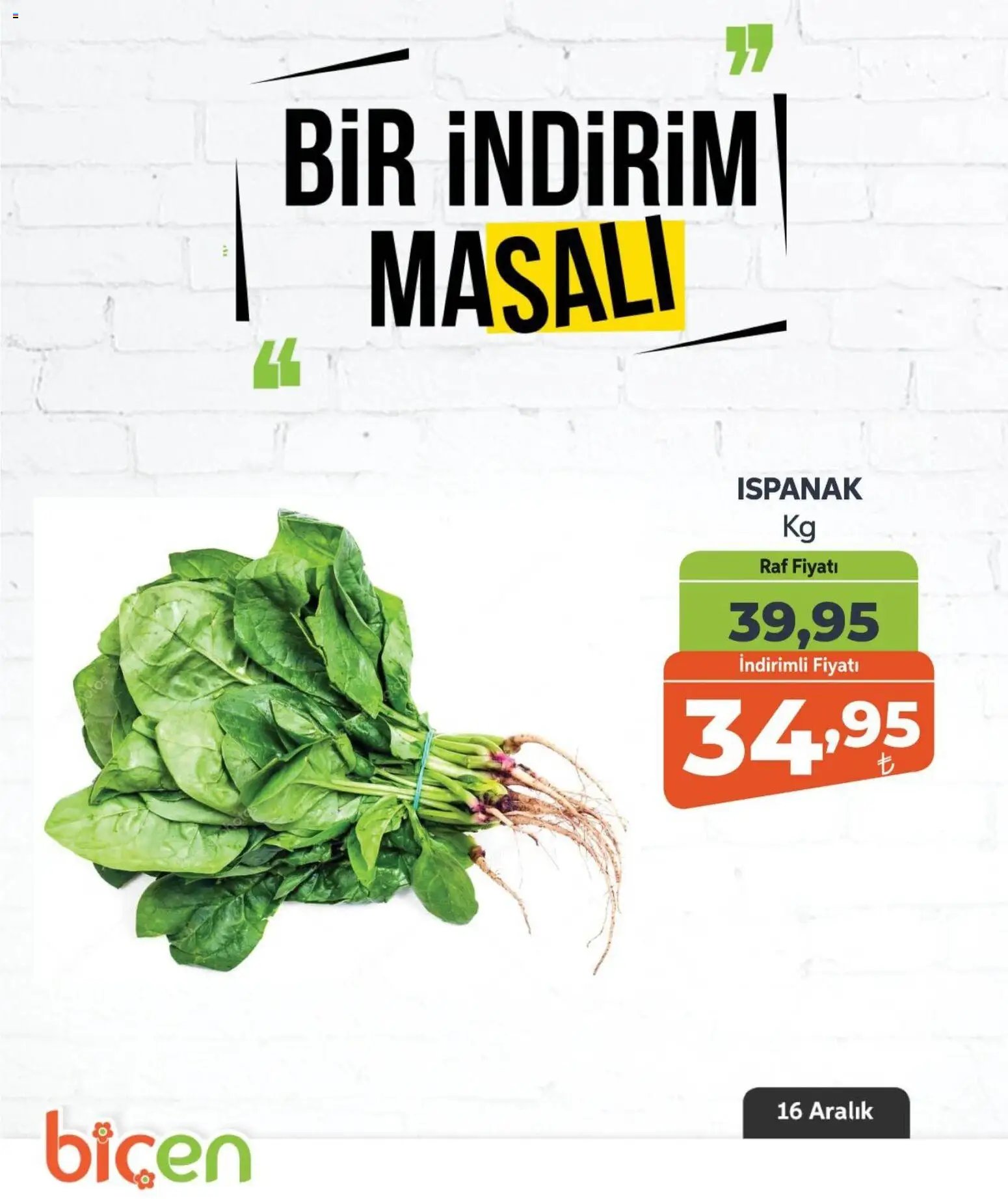 Biçen Market tarihli katalog 16 1212 2025 Bir İndirim MaSalı - sebze
