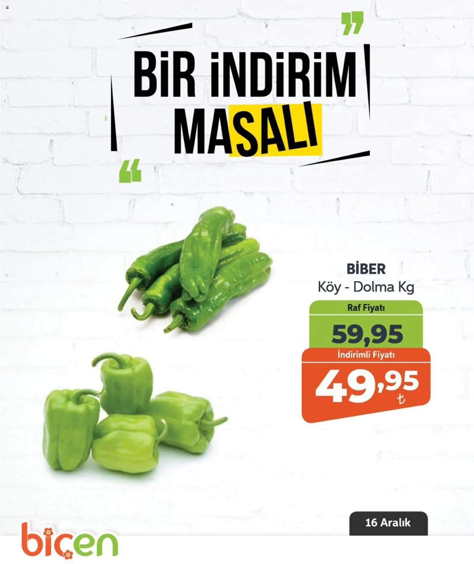 Biçen Market tarihli katalog 16 1212 2025 Bir İndirim MaSalı - sebze