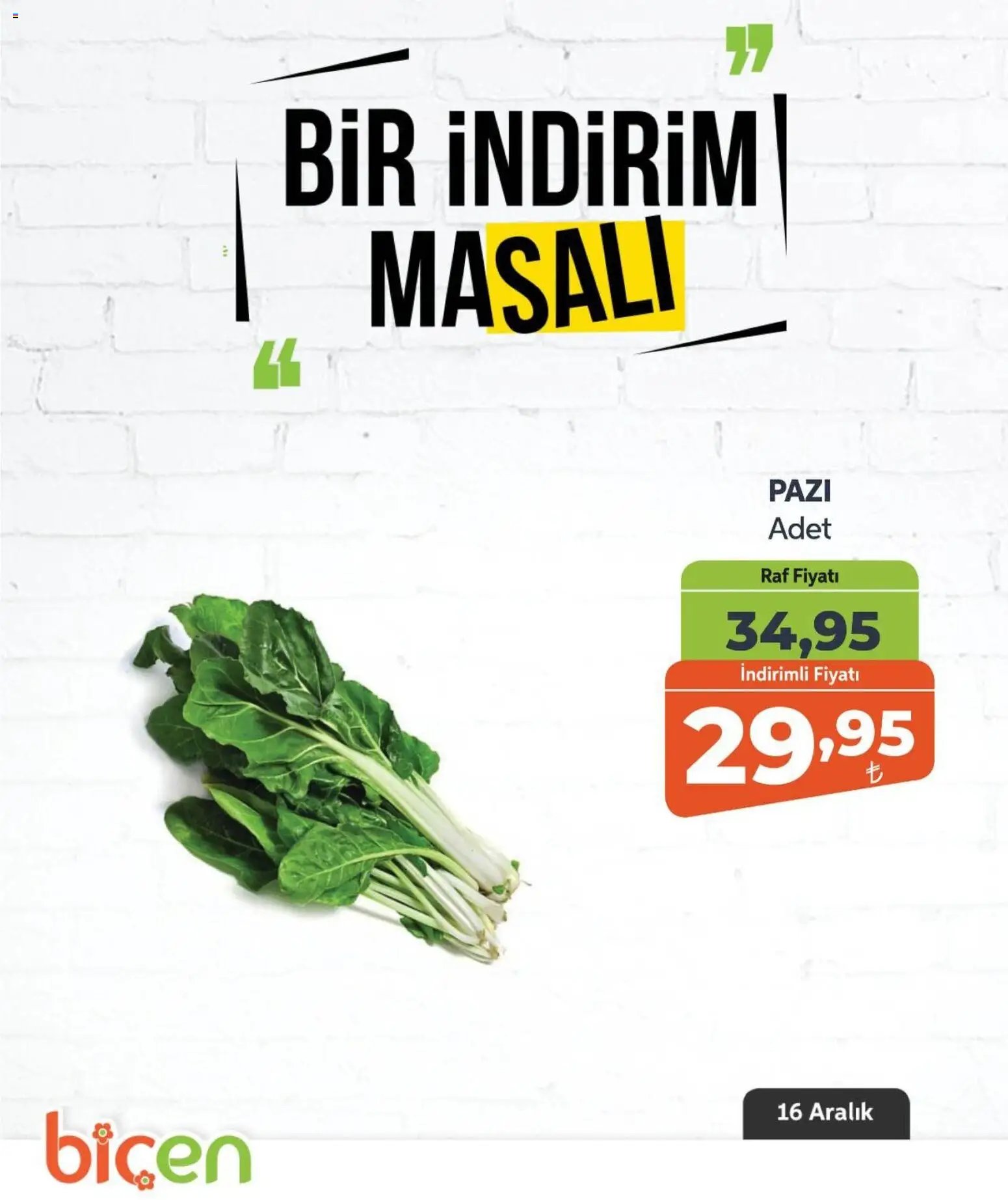 Biçen Market tarihli katalog 16 1212 2025 Bir İndirim MaSalı - sebze