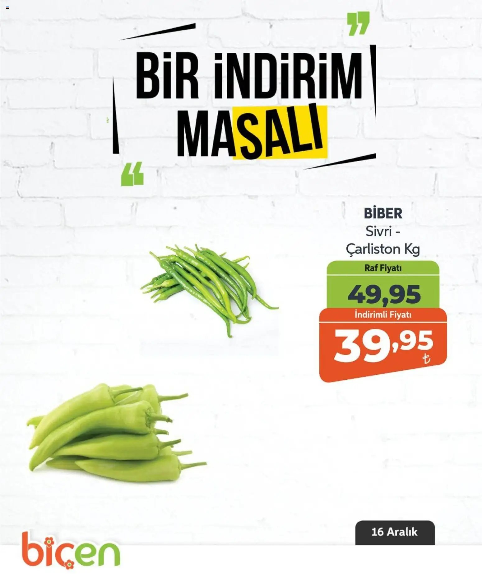 Biçen Market tarihli katalog 16 1212 2025 Bir İndirim MaSalı - sebze