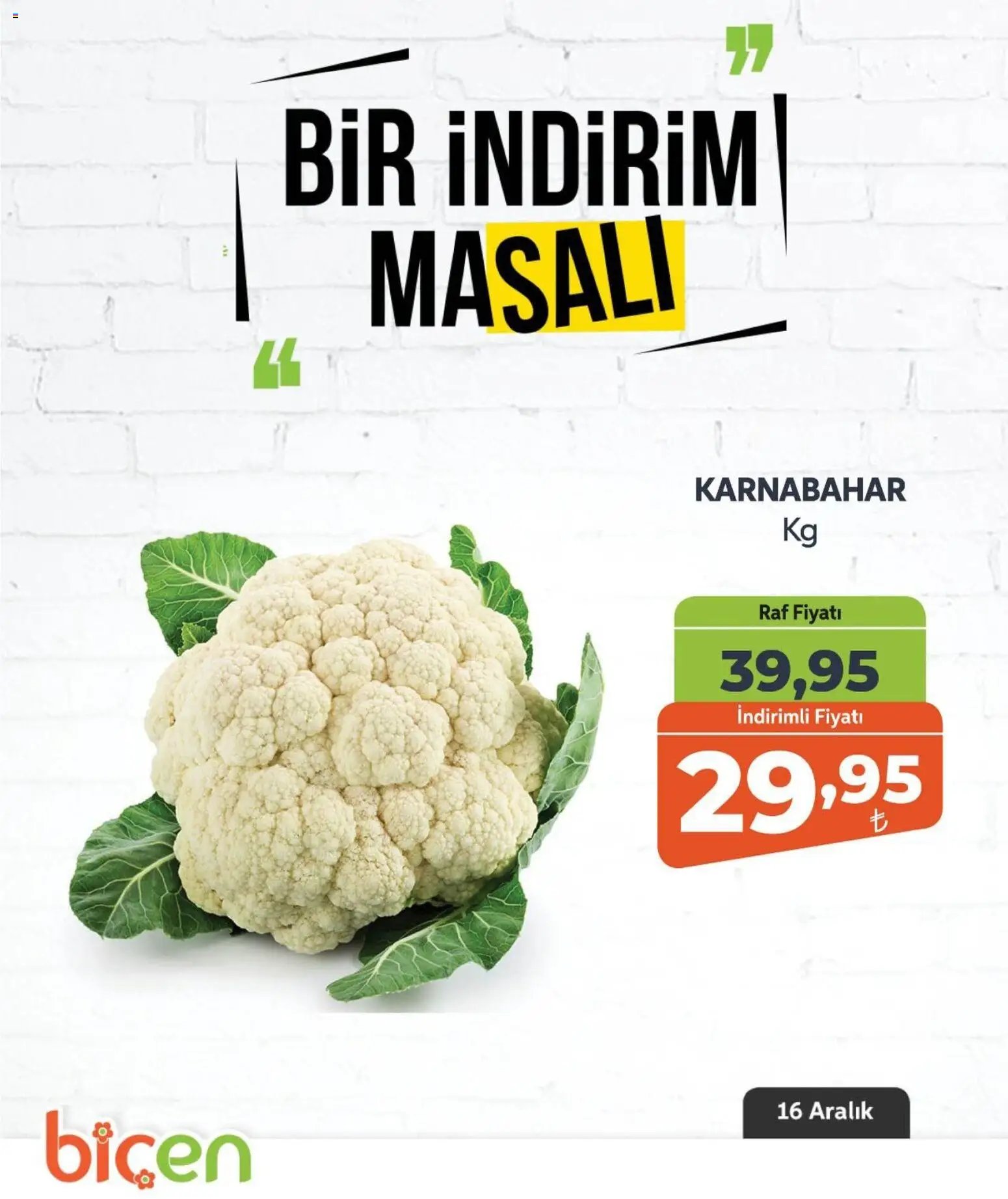Biçen Market tarihli katalog 16 1212 2025 Bir İndirim MaSalı - sebze