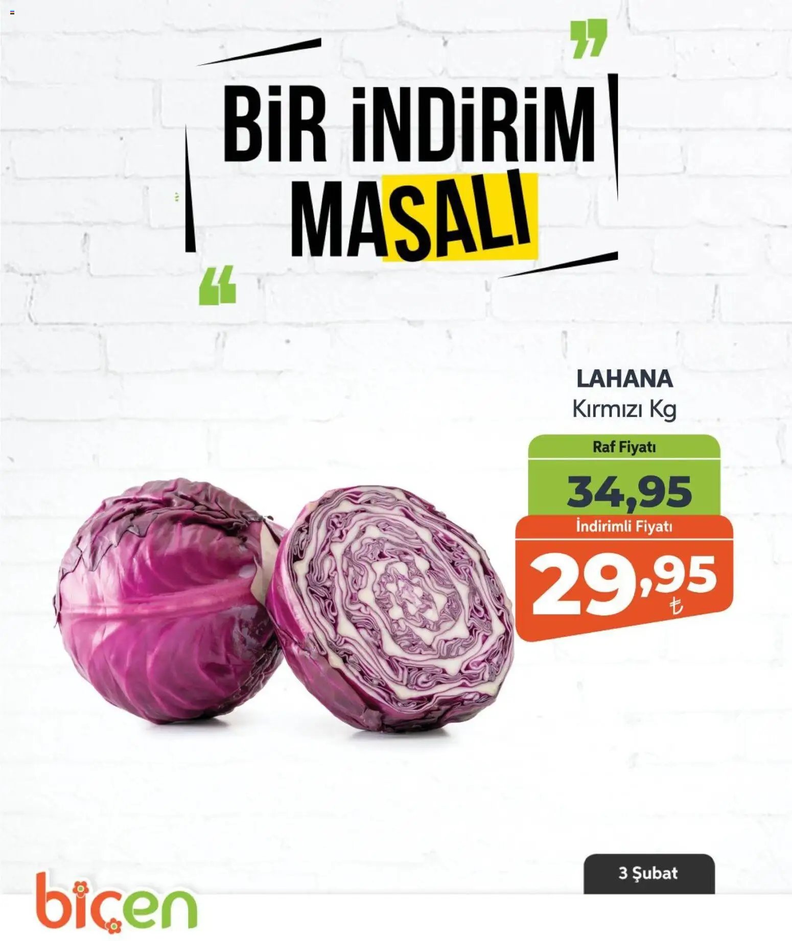 Biçen Market tarihli katalog 03 0202 2026 Bir İndirim MaSalı - sebze