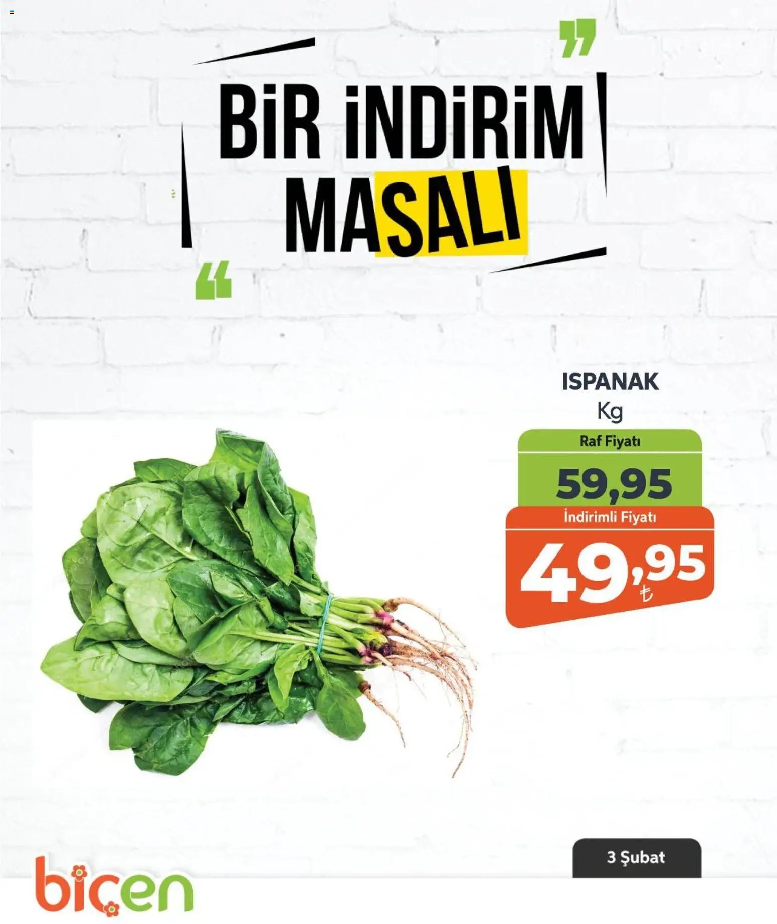 Biçen Market tarihli katalog 03 0202 2026 Bir İndirim MaSalı - sebze