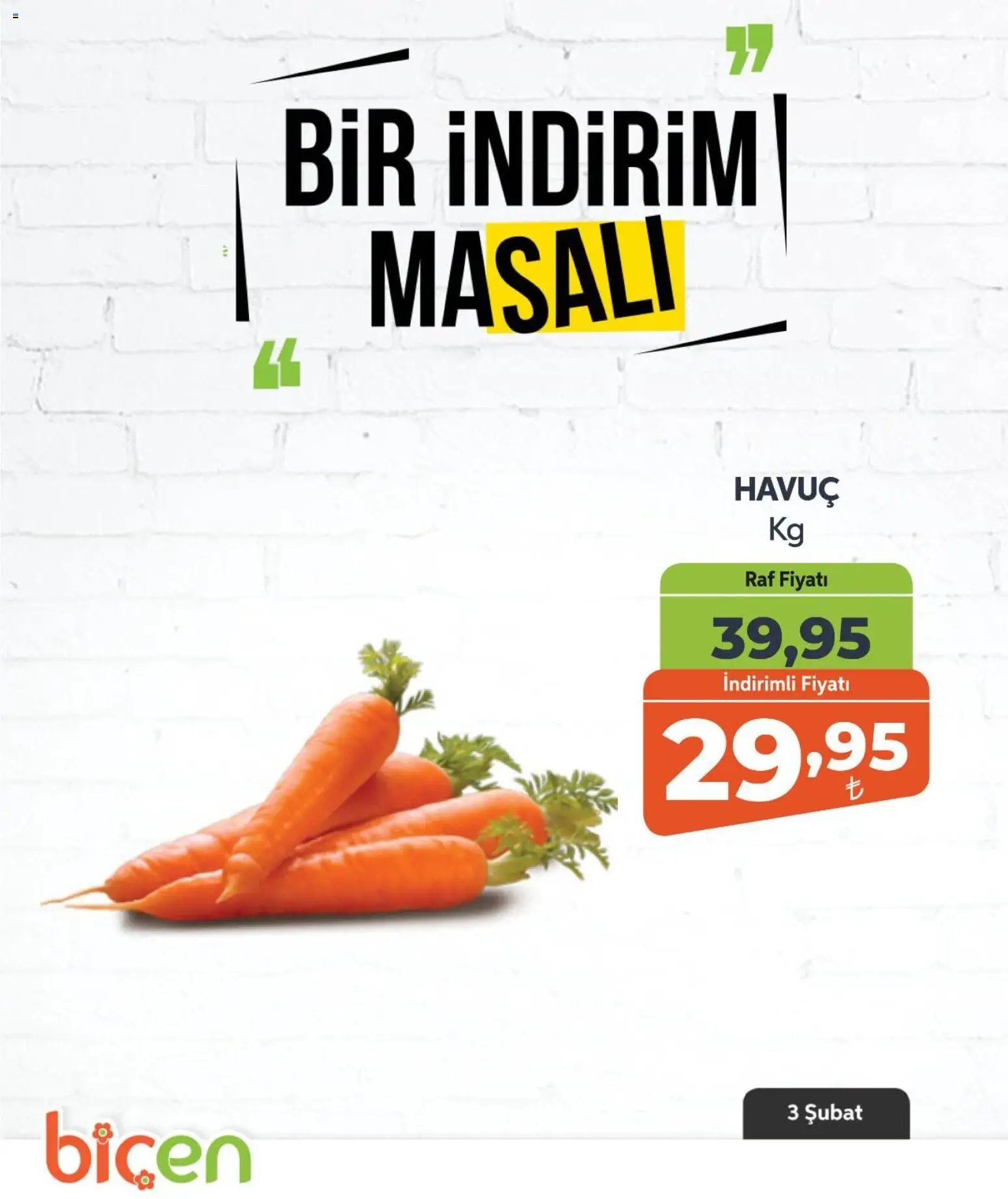 Biçen Market tarihli katalog 03 0202 2026 Bir İndirim MaSalı - sebze