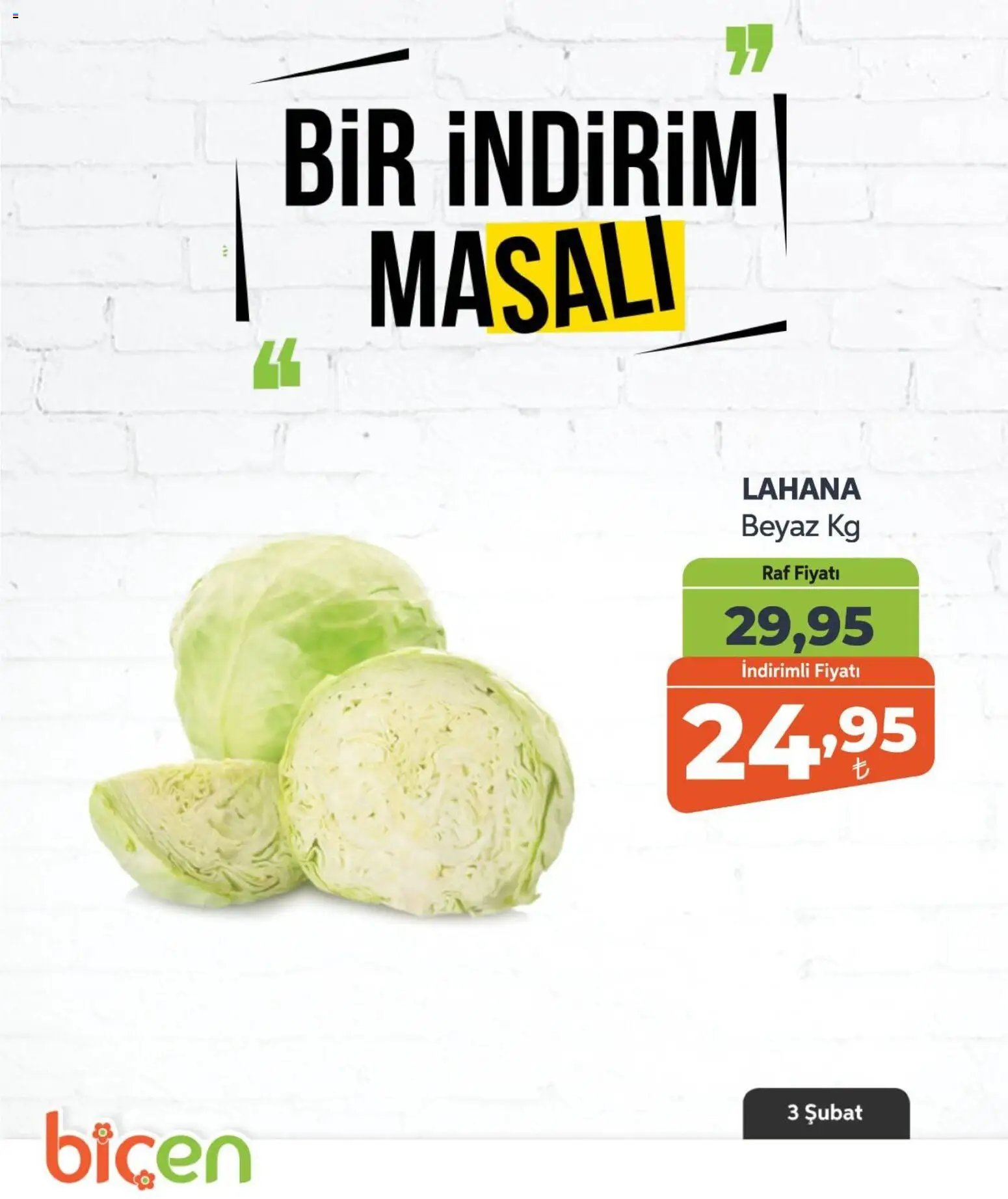 Biçen Market tarihli katalog 03 0202 2026 Bir İndirim MaSalı - sebze