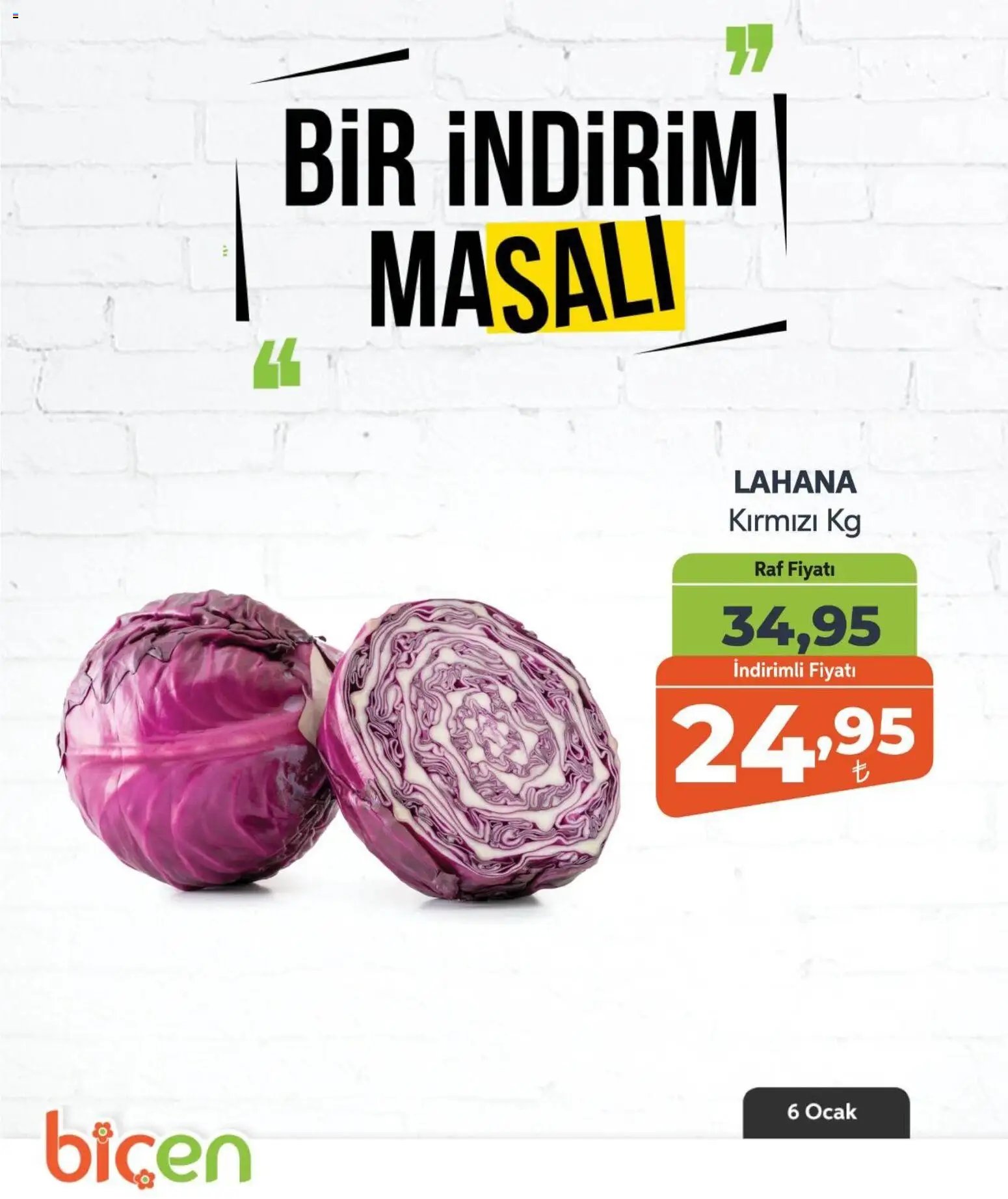 Biçen Market tarihli katalog 06 0101 2026 Bir İndirim MaSalı - sebze