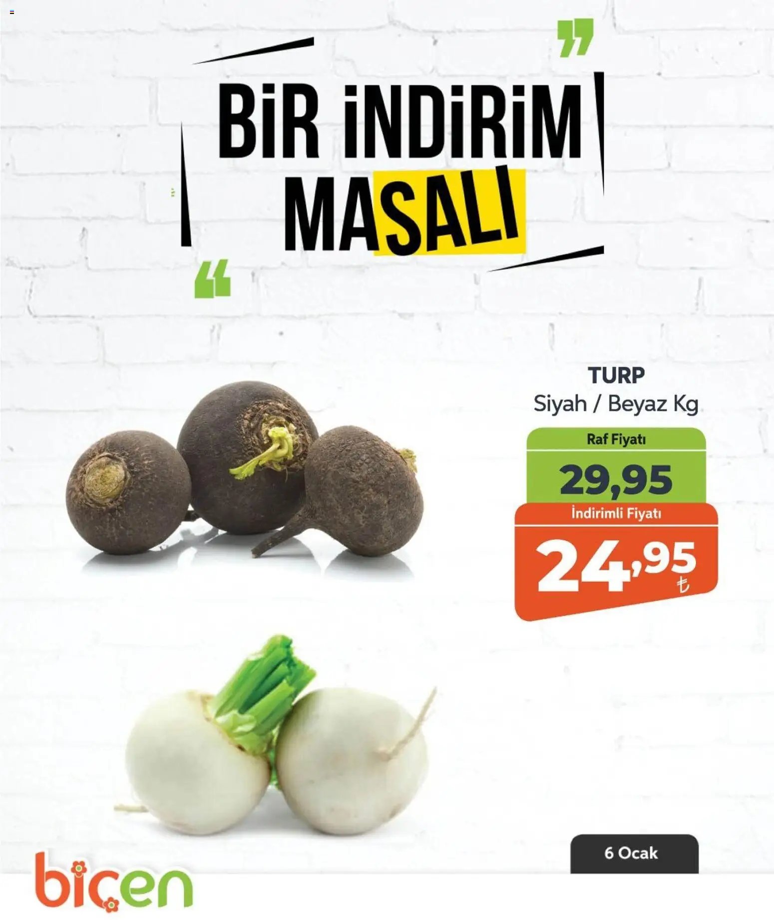 Biçen Market tarihli katalog 06 0101 2026 Bir İndirim MaSalı - sebze