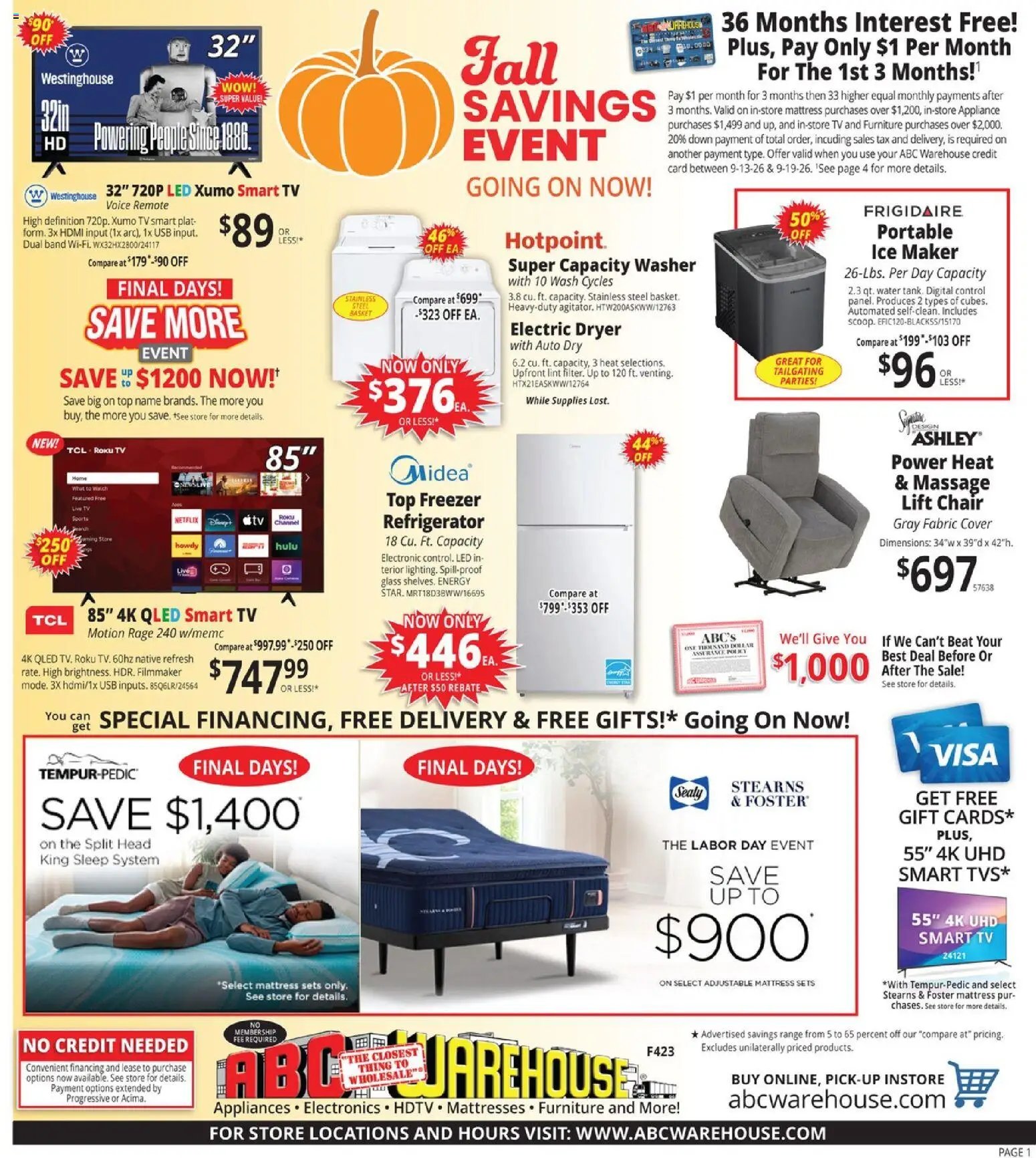 ABC Warehouse offer from 09/13/2026 ABC Warehouse Weekly Ad