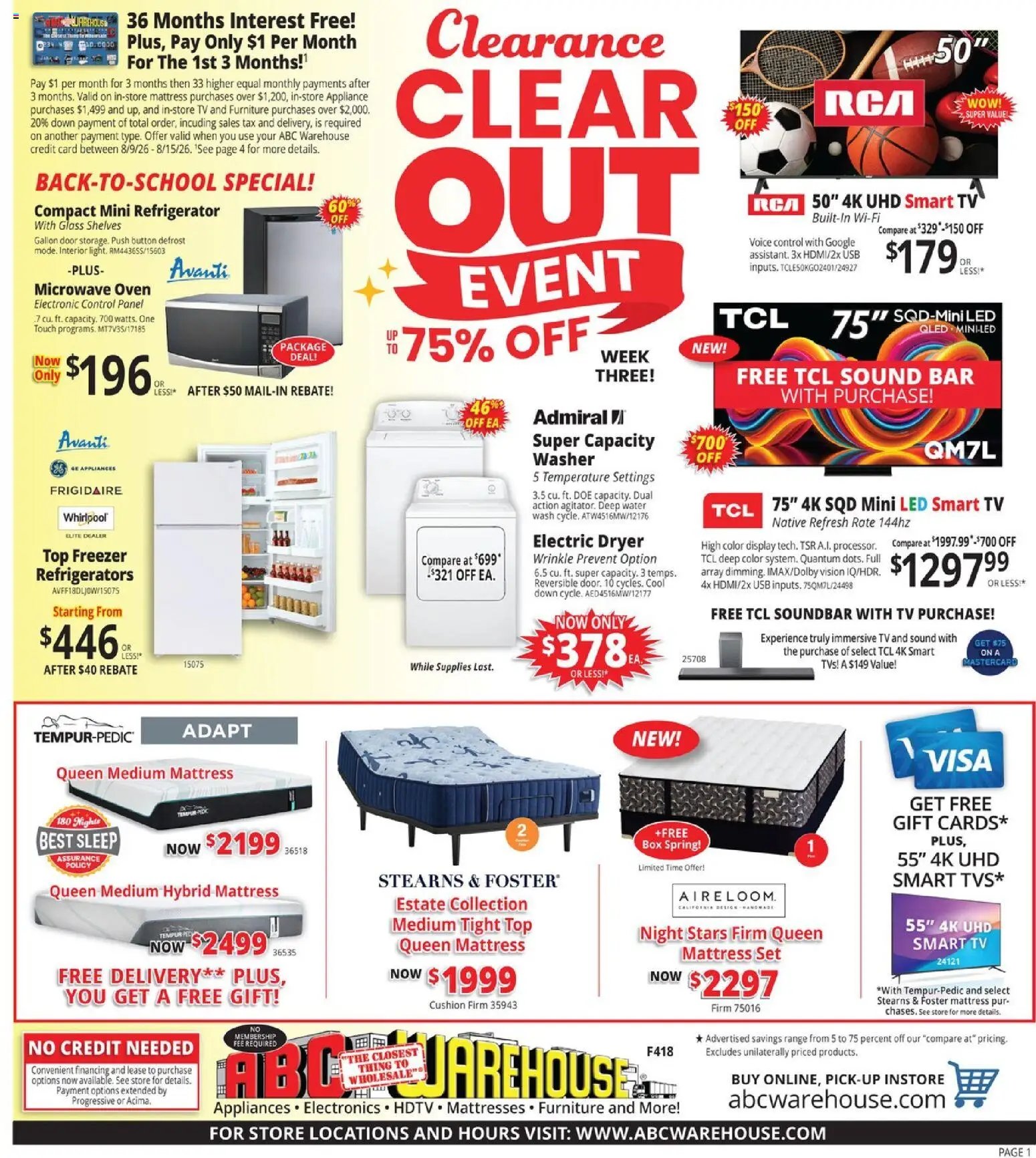 ABC Warehouse offer from 08/09/2026 ABC Warehouse Weekly Ad