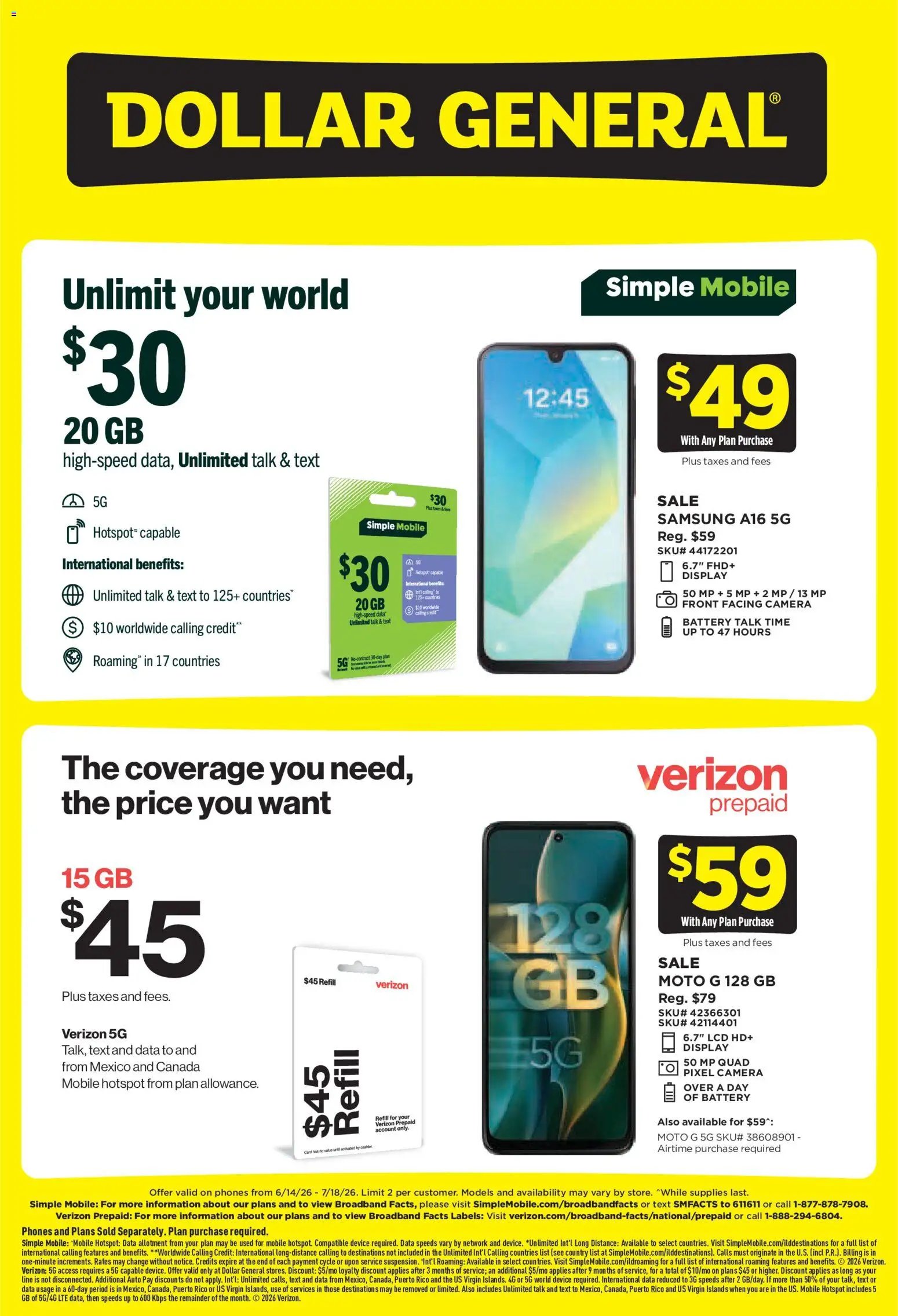 Dollar General offer from 06/14/2026 Dollar General Wireless Deals