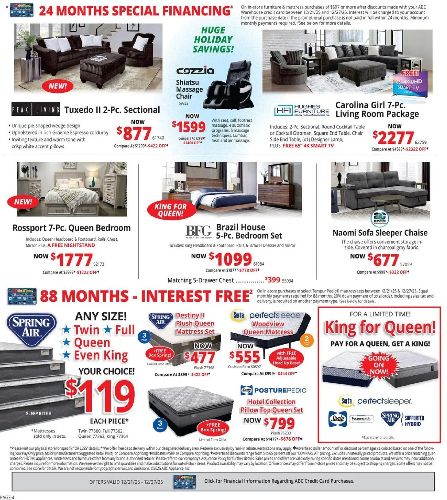 ABC Warehouse offer from 12/21/2025 Weekly Ad