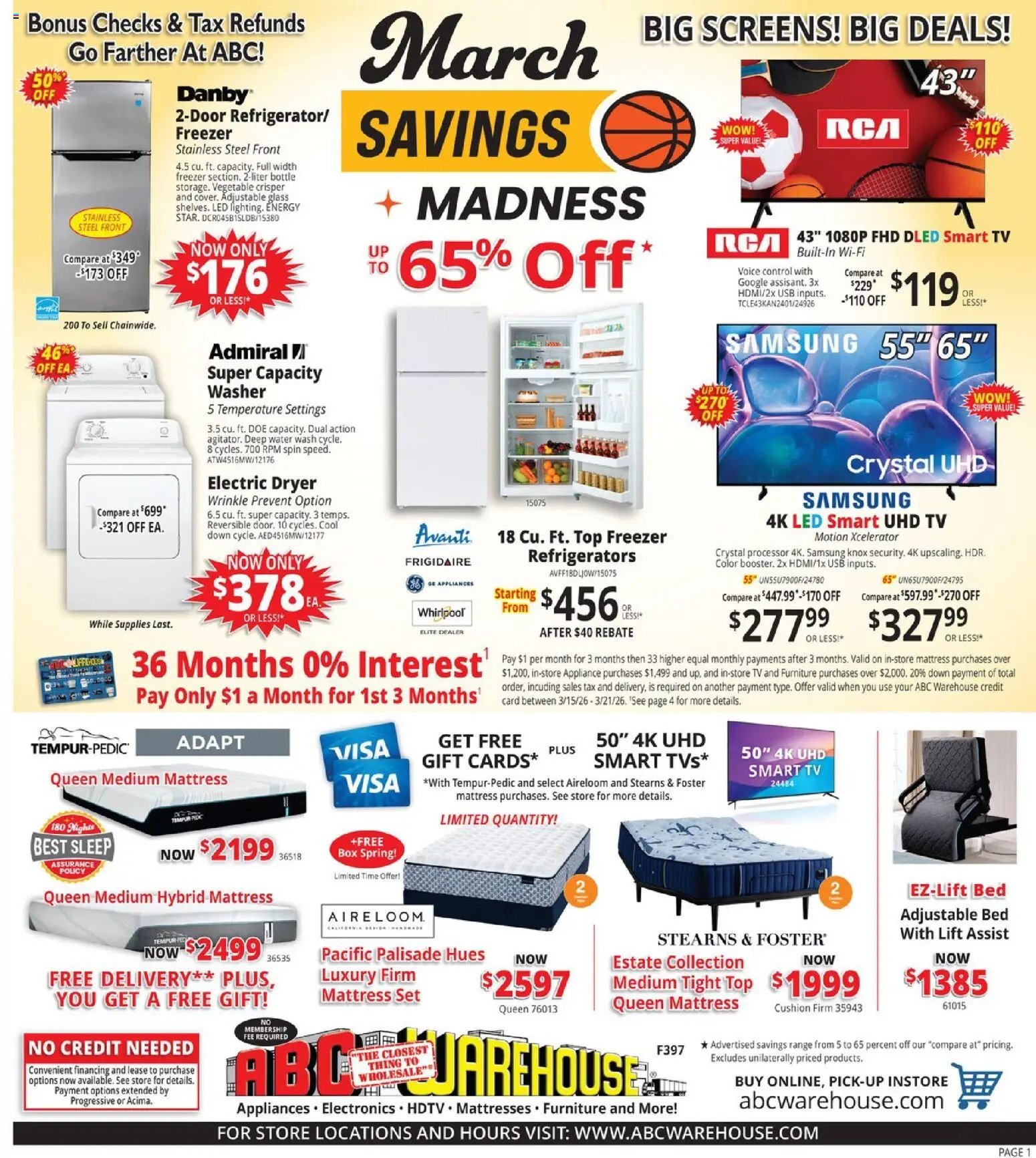 ABC Warehouse offer from 03/15/2026 ABC Warehouse Weekly Ad