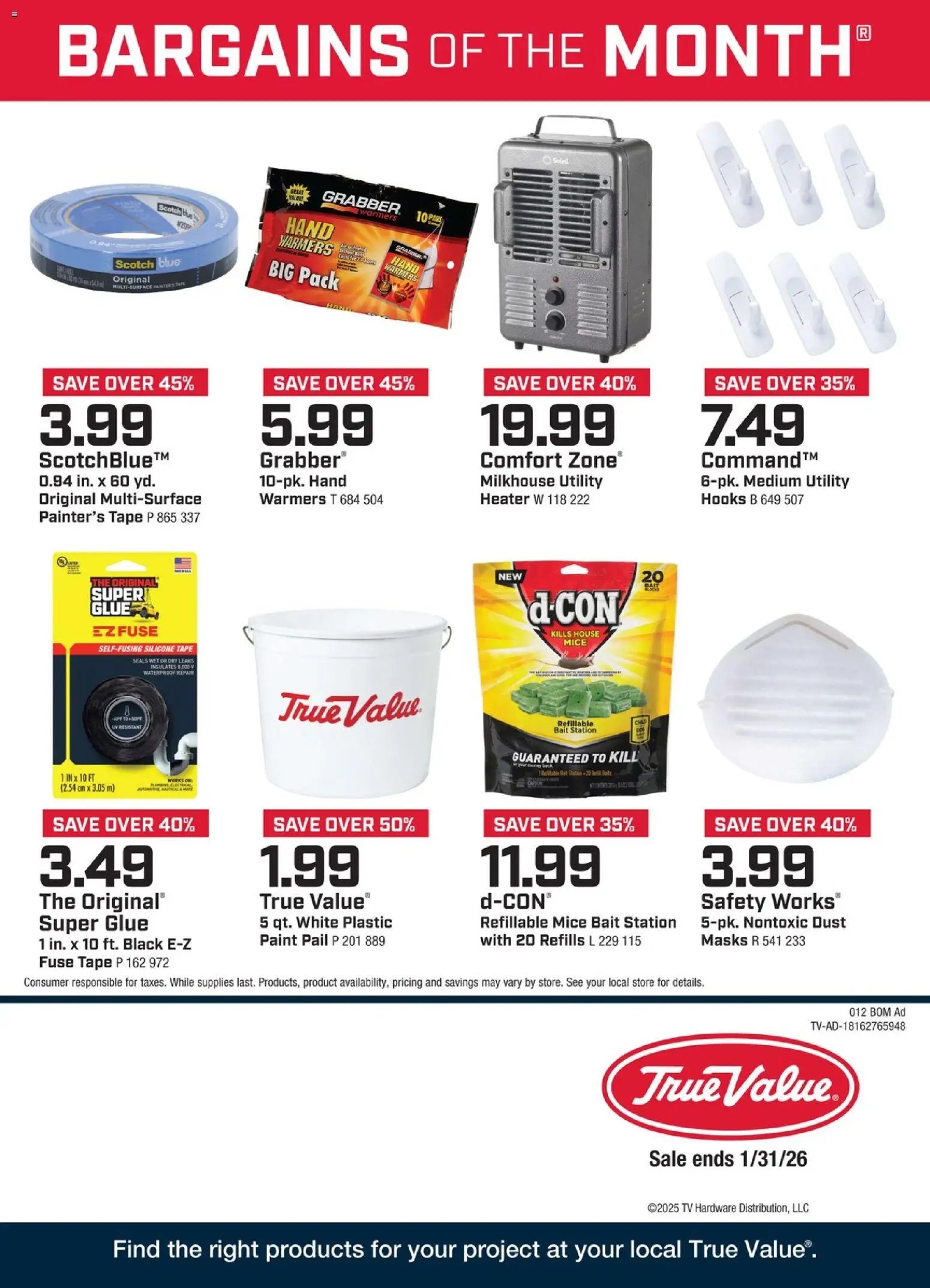 True Value offer from 01/01/2026 January Bargains of the Month