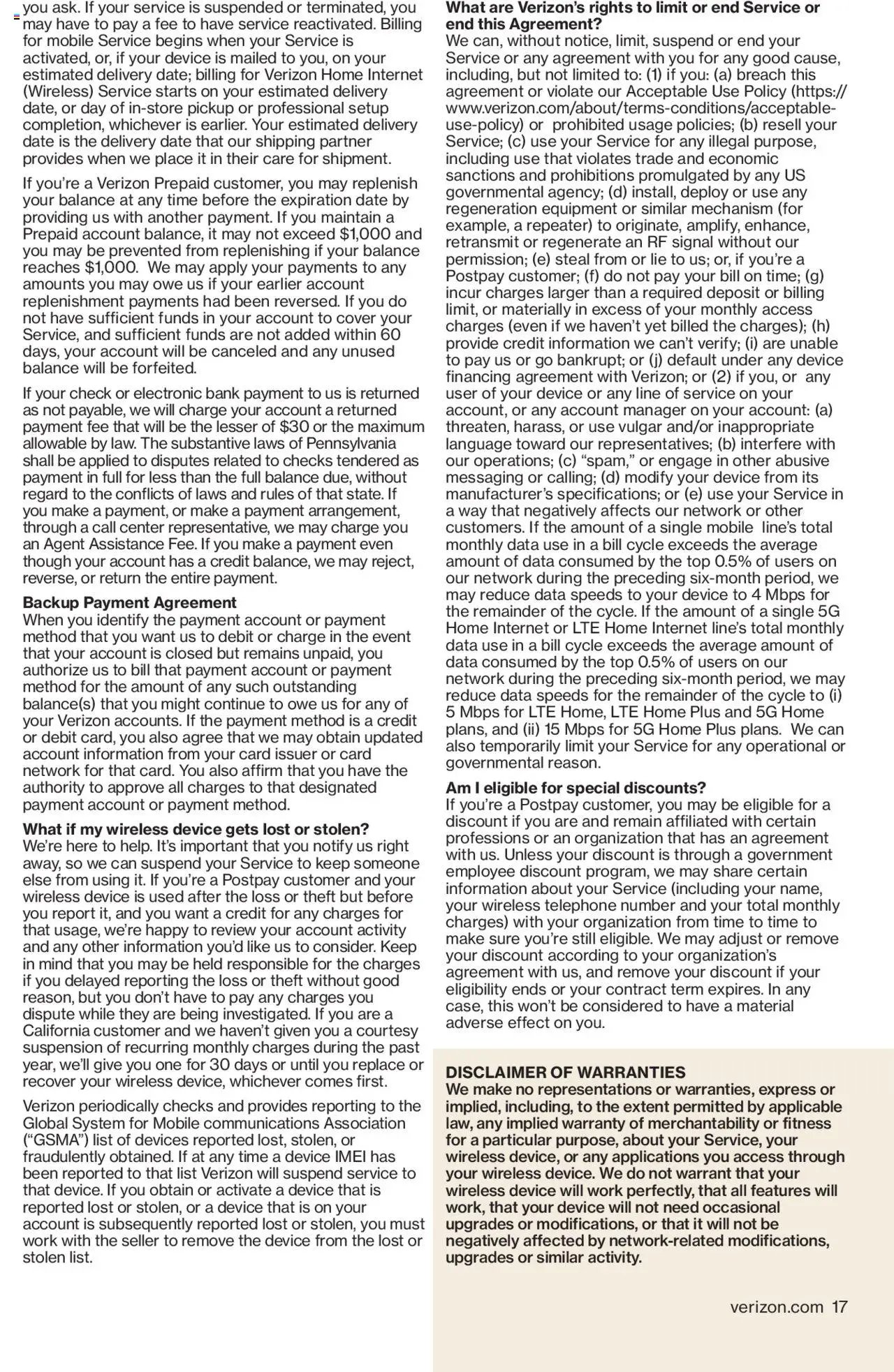 Verizon offer from 11/01/2024 Brochure