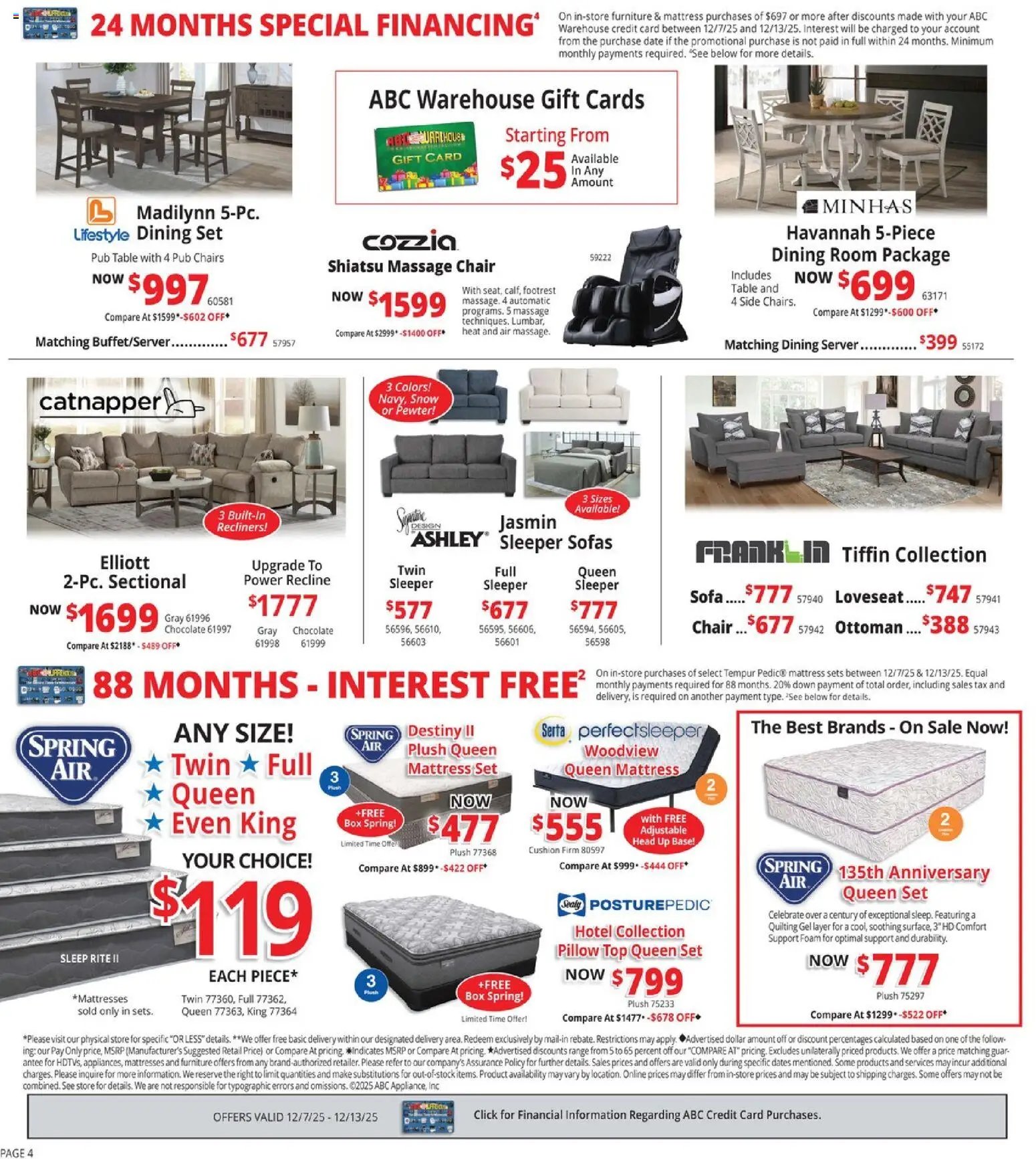 ABC Warehouse offer from 12/07/2025 Weekly Ad