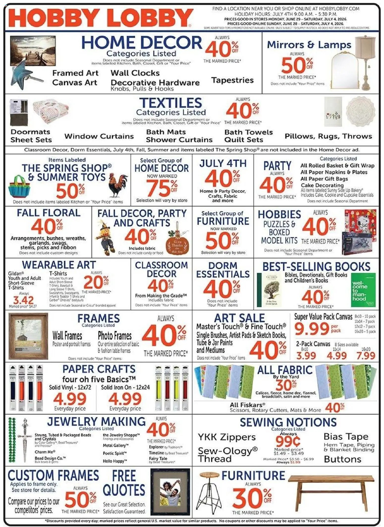 Hobby Lobby offer from 06/28/2026 Hobby Lobby Weekly Ad