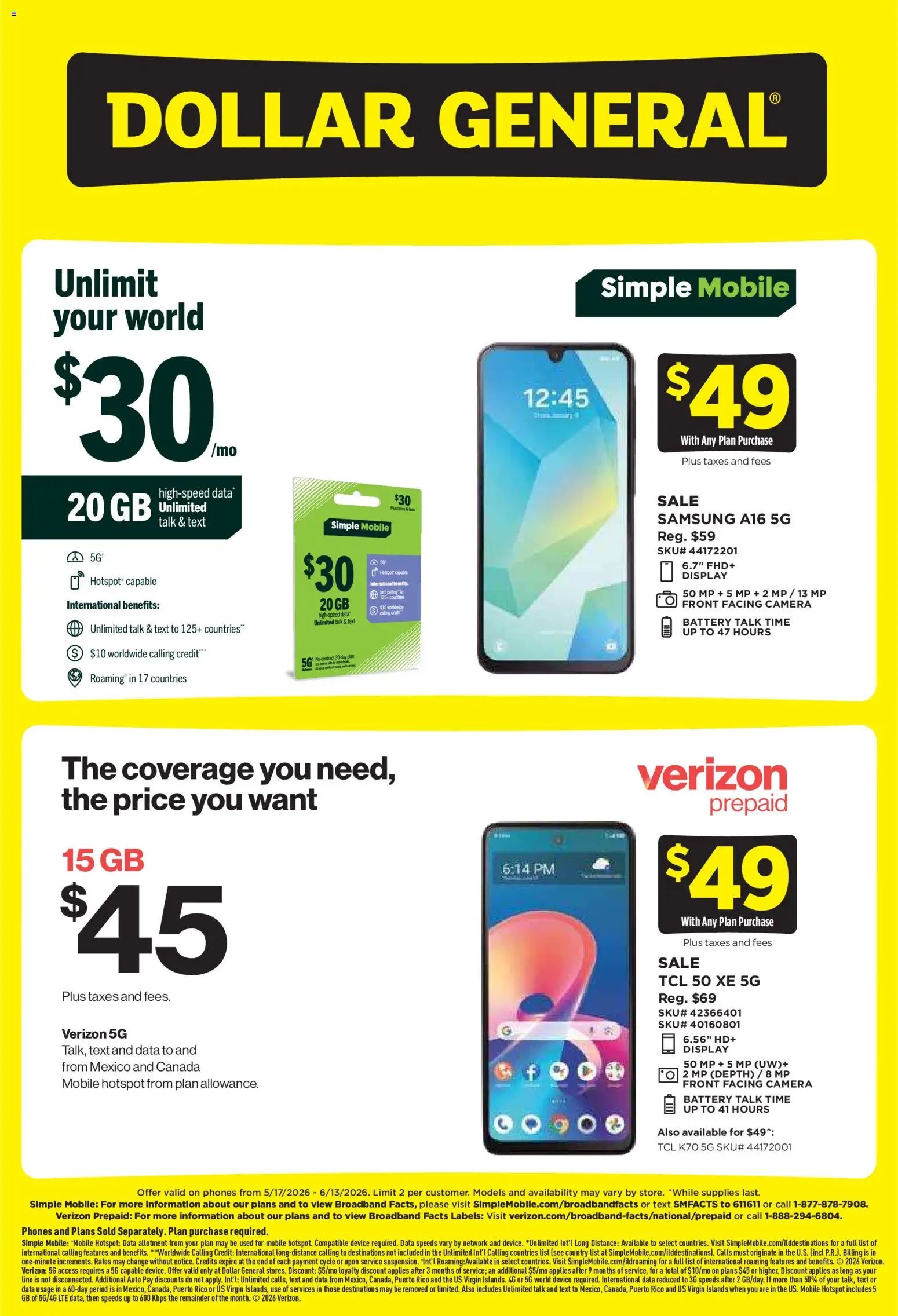 Dollar General offer from 05/17/2026 Dollar General Wireless Deals
