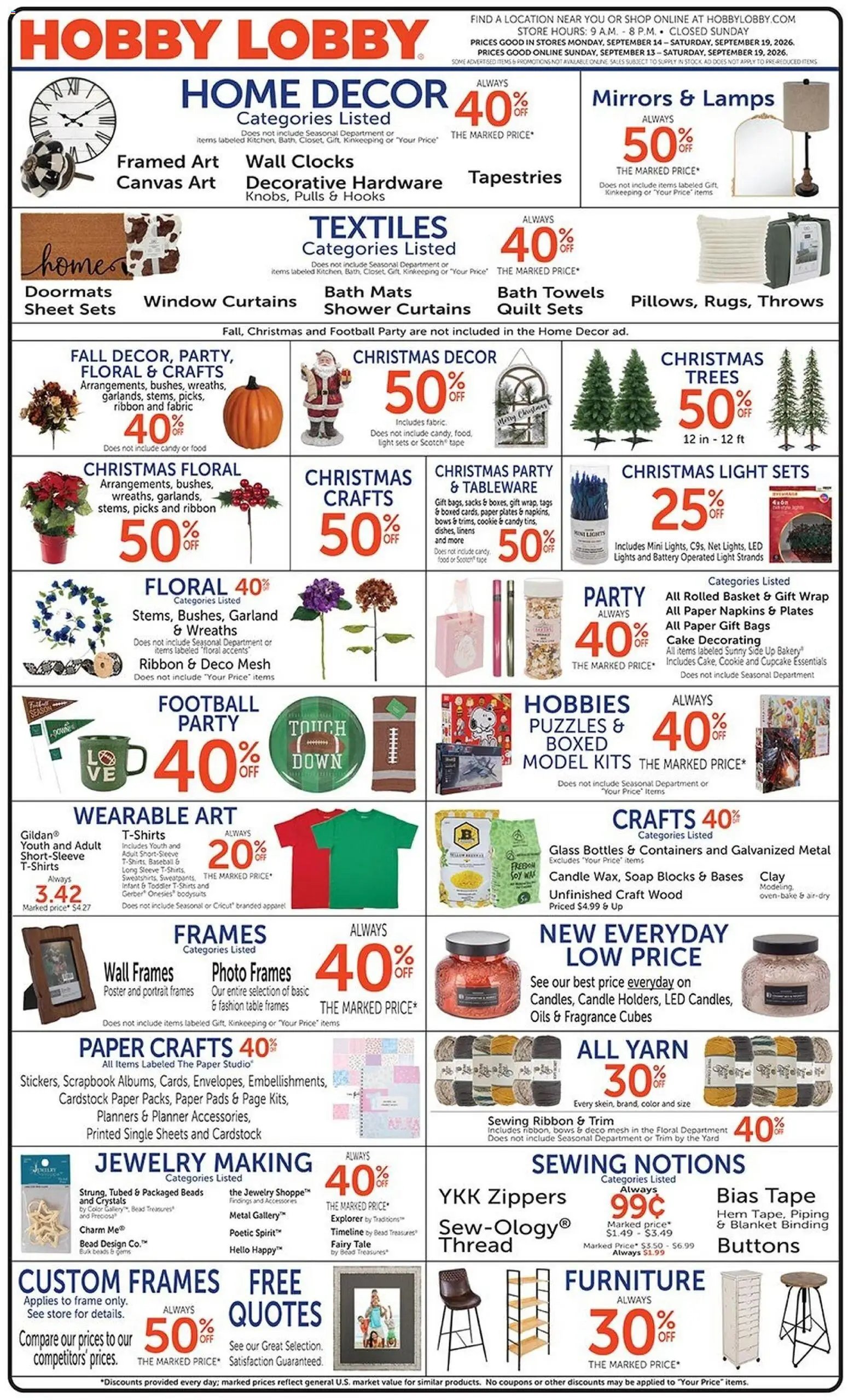 Hobby Lobby offer from 09/13/2026 Hobby Lobby Weekly Ad