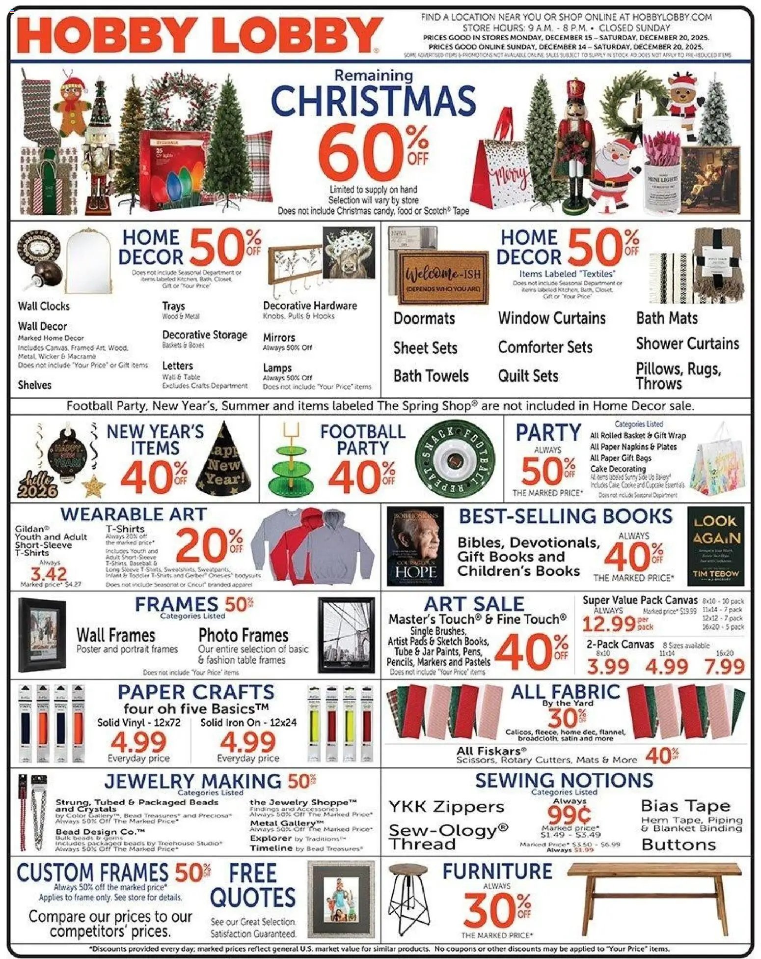 Hobby Lobby offer from 12/14/2025 Weekly Ad