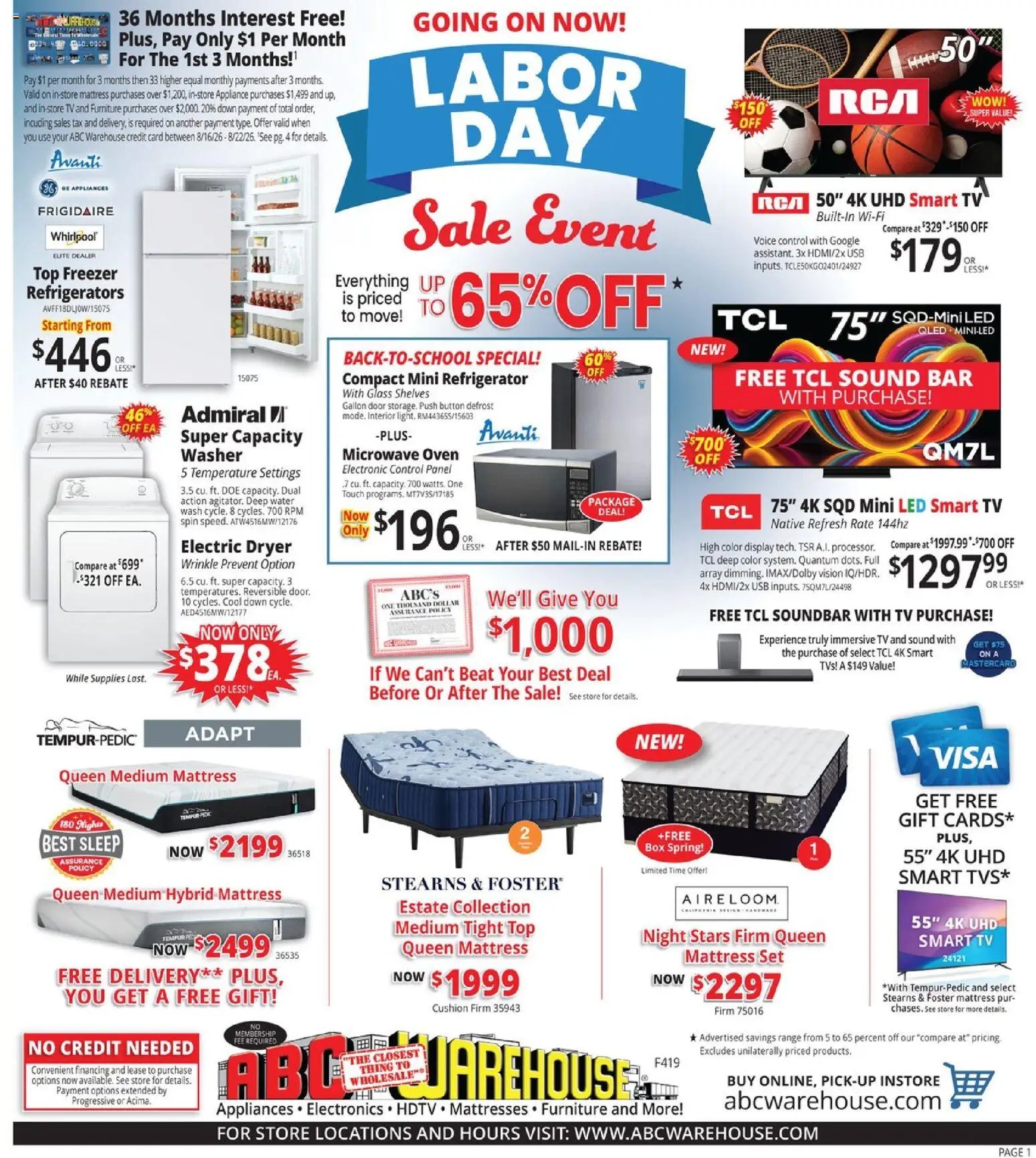 ABC Warehouse offer from 08/16/2026 ABC Warehouse Weekly Ad