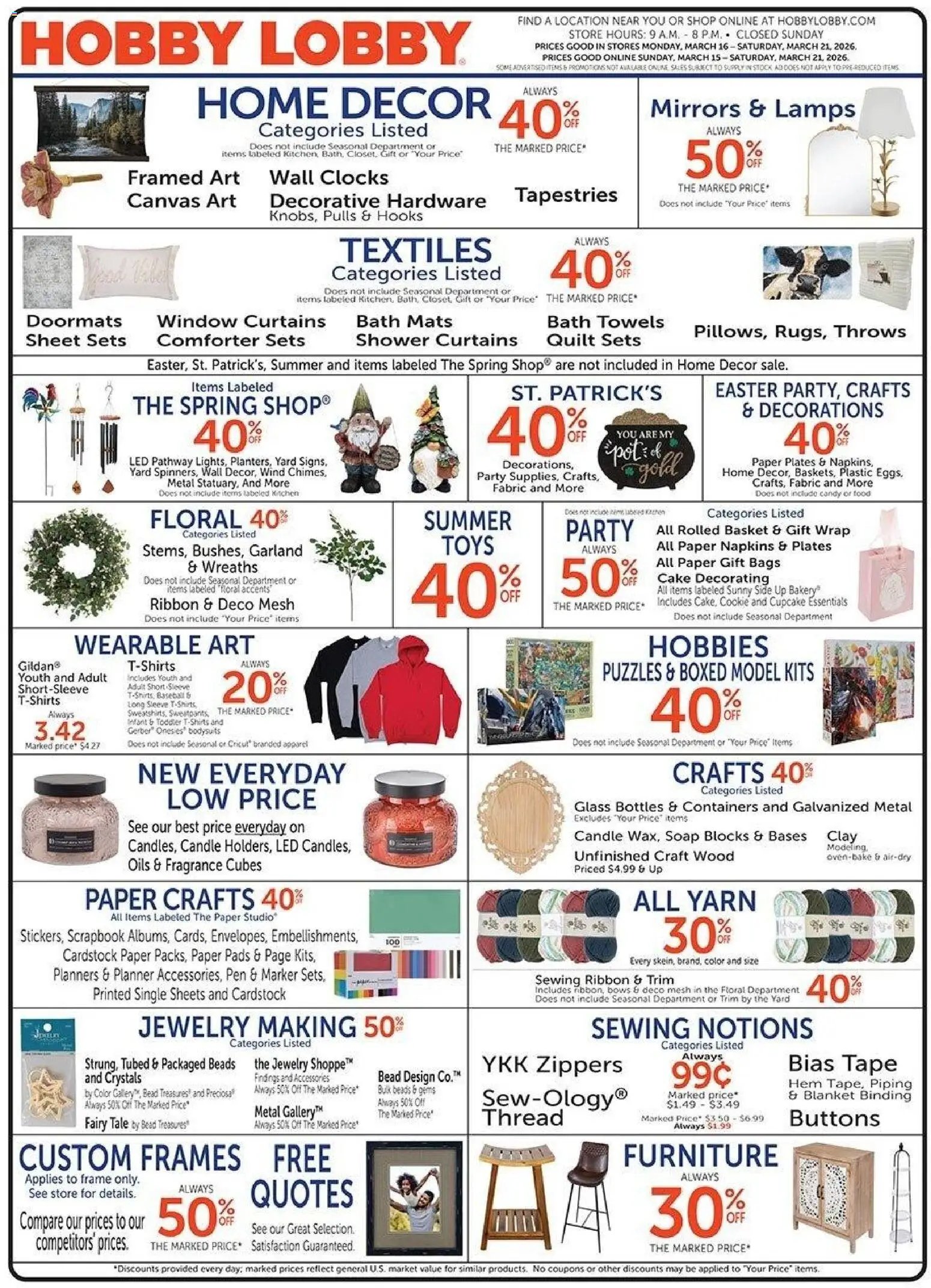 Hobby Lobby offer from 03/16/2026 Hobby Lobby Weekly Ad
