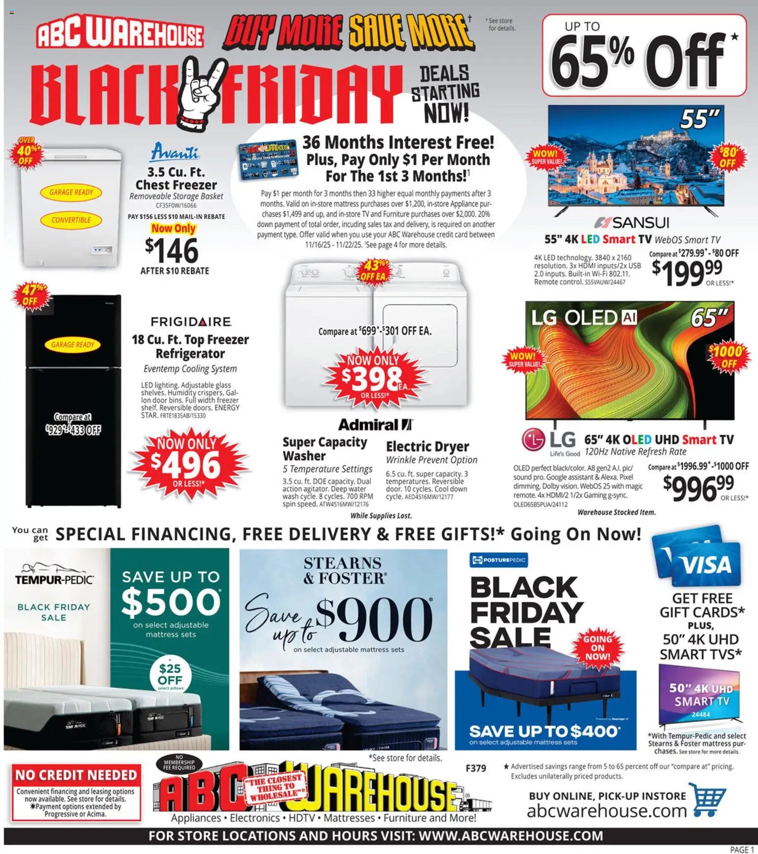 ABC Warehouse offer from 11/16/2025 Black Friday