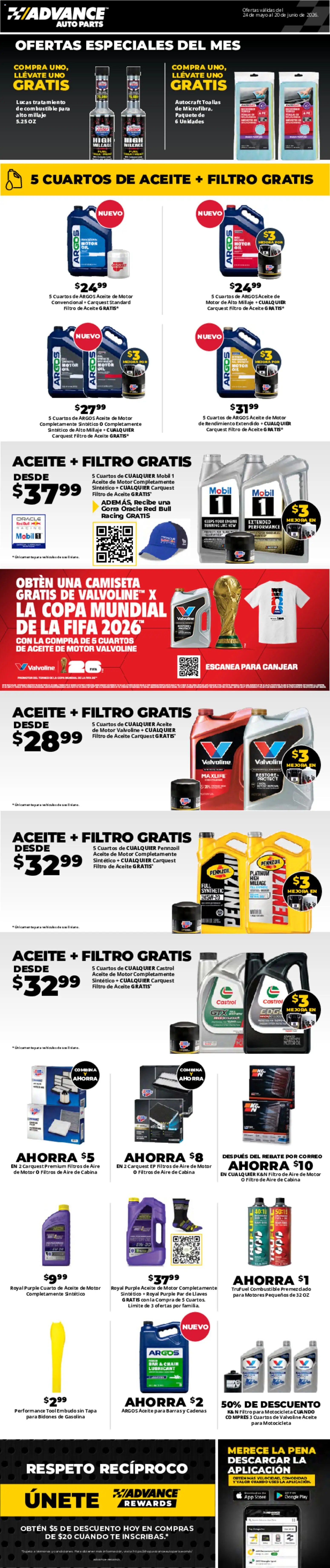 Advance Auto Parts offer from 05/24/2026 Advance Auto Parts Sales Ad - Spanish