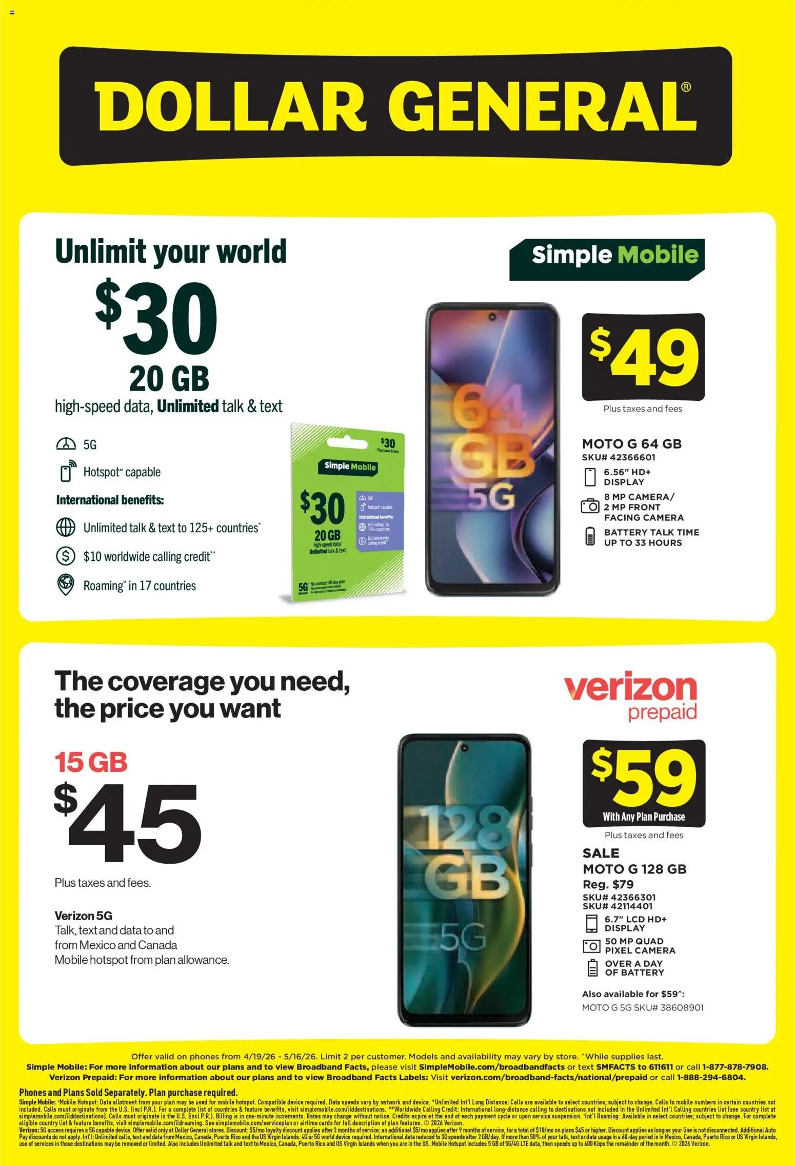 Dollar General offer from 04/19/2026 Dollar General Wireless Deals