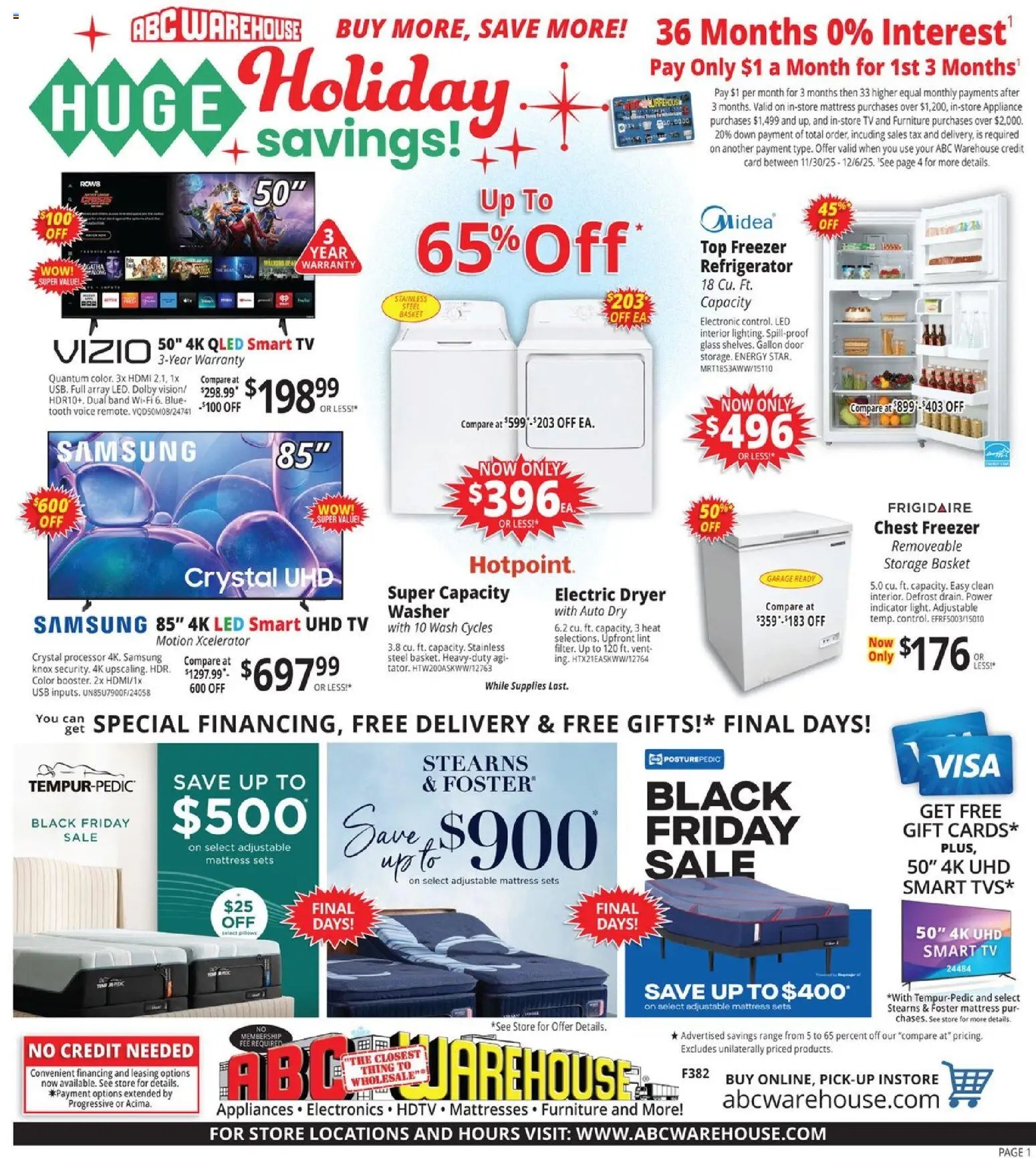 ABC Warehouse offer from 11/30/2025 Weekly Ad