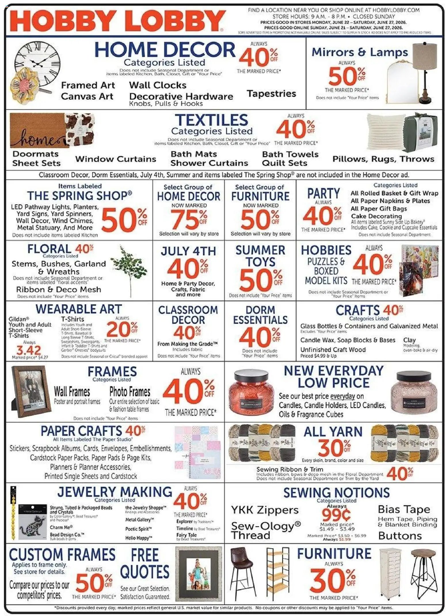 Hobby Lobby offer from 06/21/2026 Hobby Lobby Weekly Ad