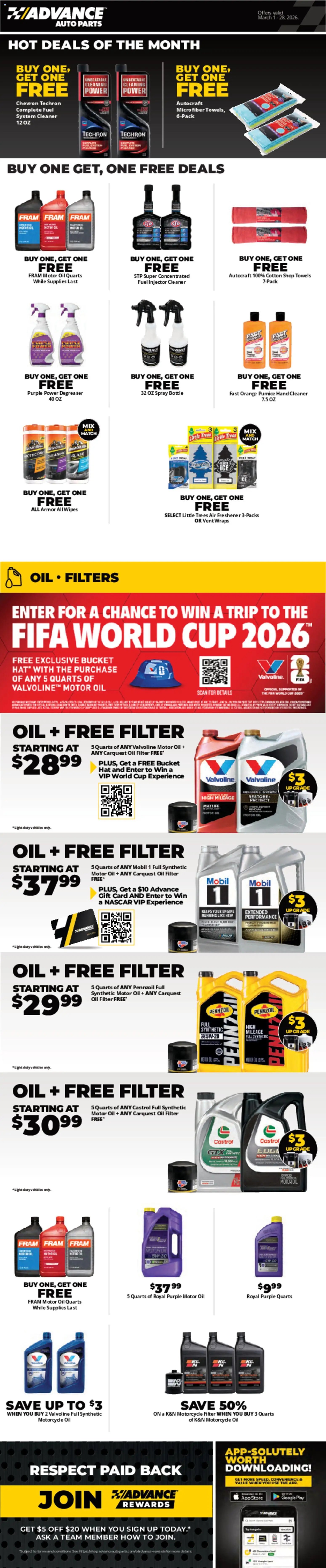 Advance Auto Parts offer from 03/01/2026 Advance Auto Parts Weekly Ad