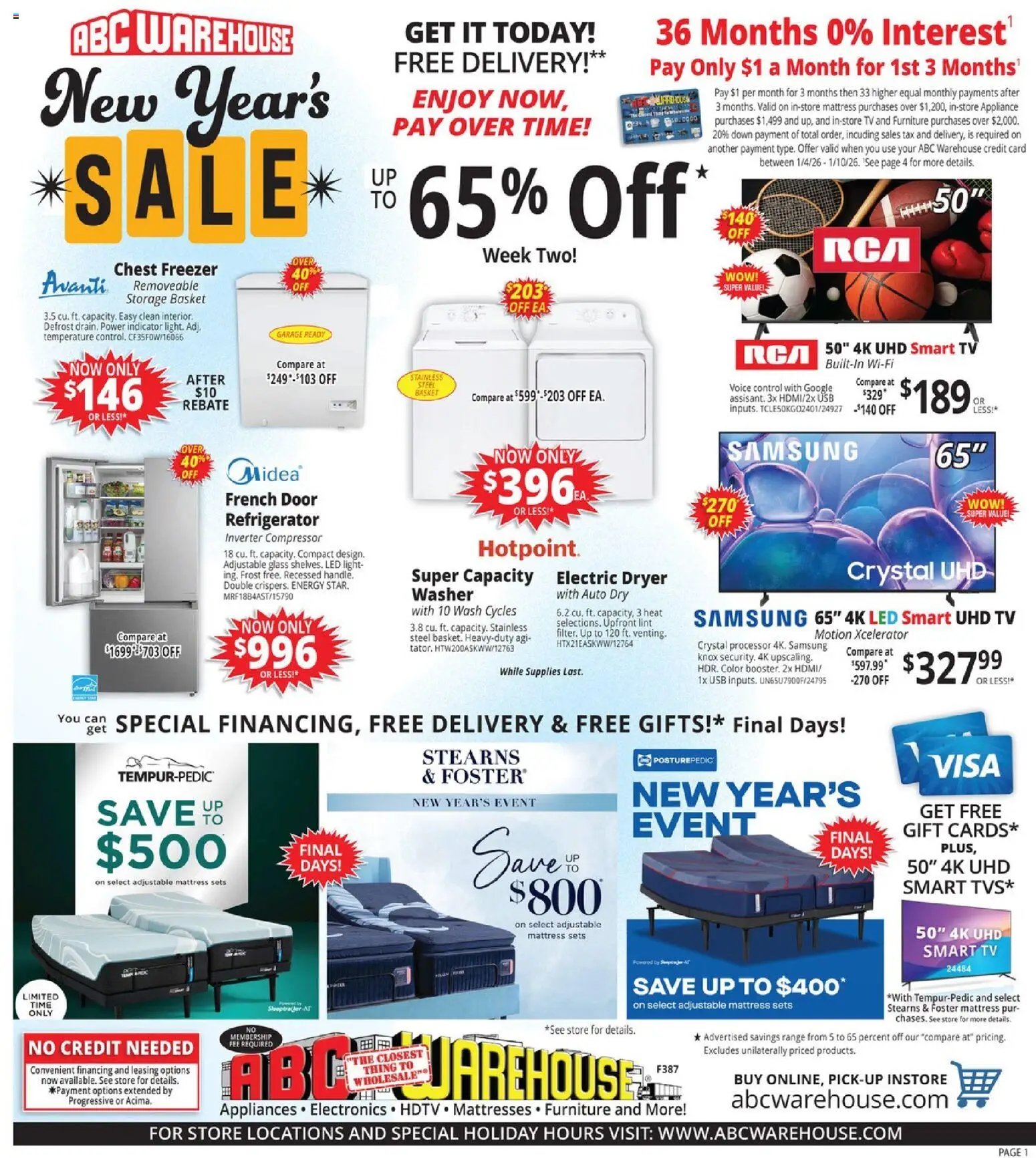 ABC Warehouse offer from 01/04/2026 Weekly Ad