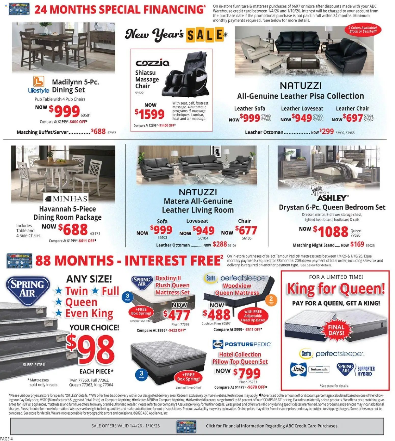 ABC Warehouse offer from 01/04/2026 Weekly Ad