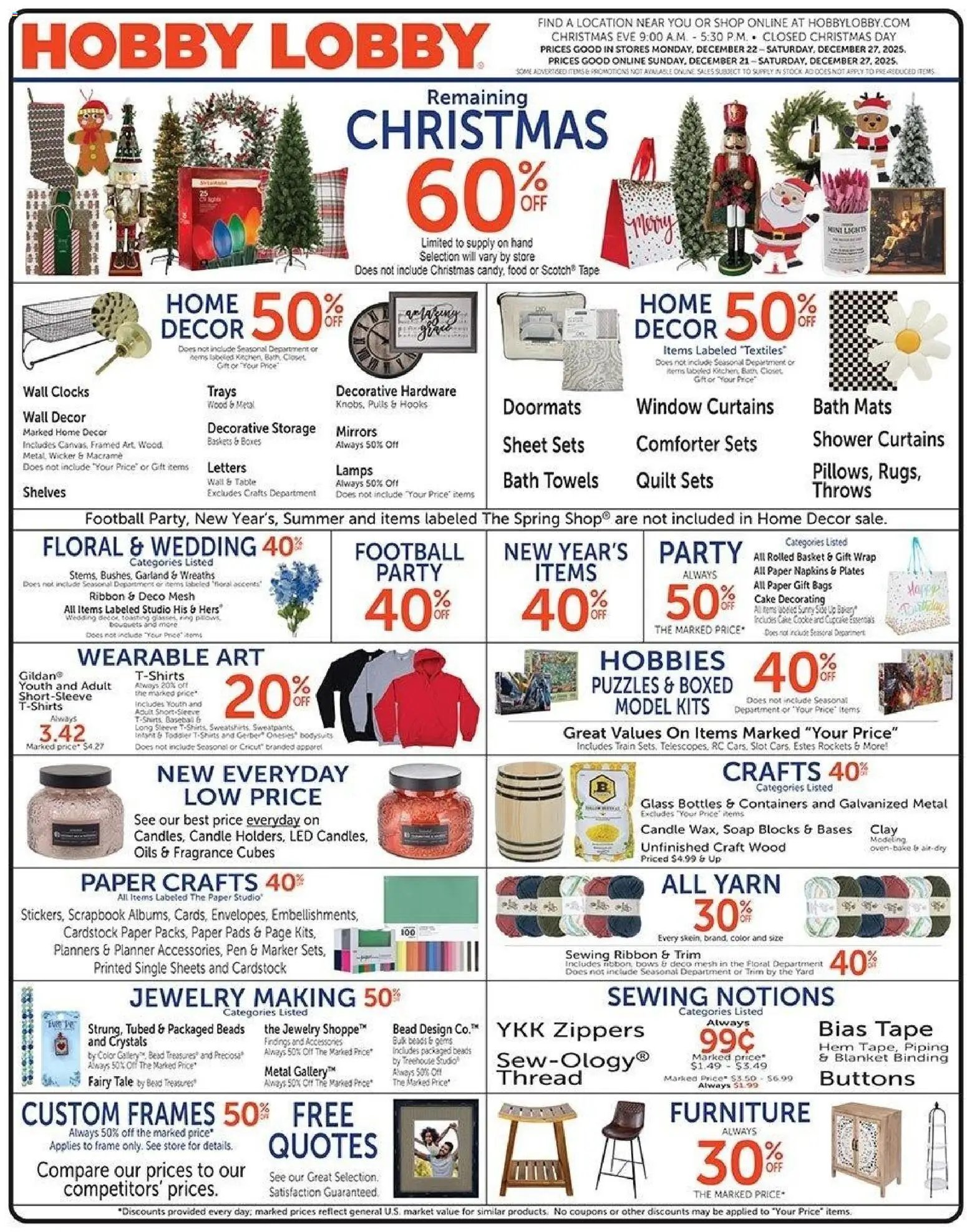 Hobby Lobby offer from 12/21/2025 Weekly Ad