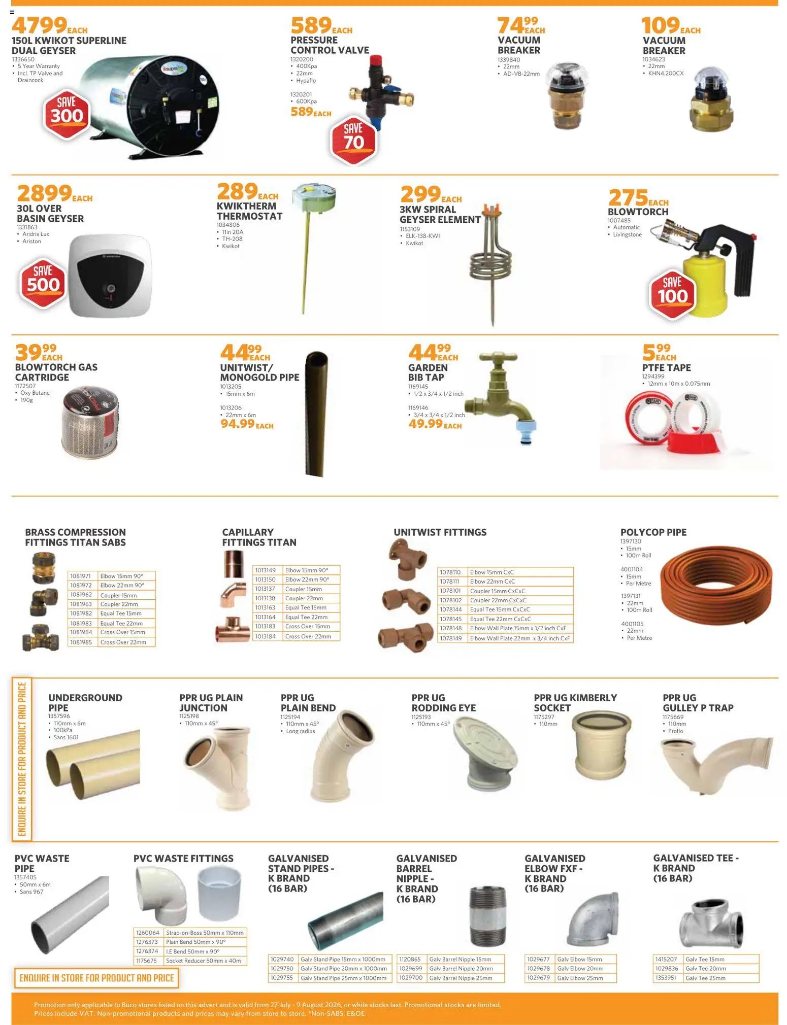 BUCO special from 27/07/2026 BUCO Specials