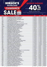 Hirsch's special from 20/06/2026 Hirsch's Silver Lakes Clearance Sale