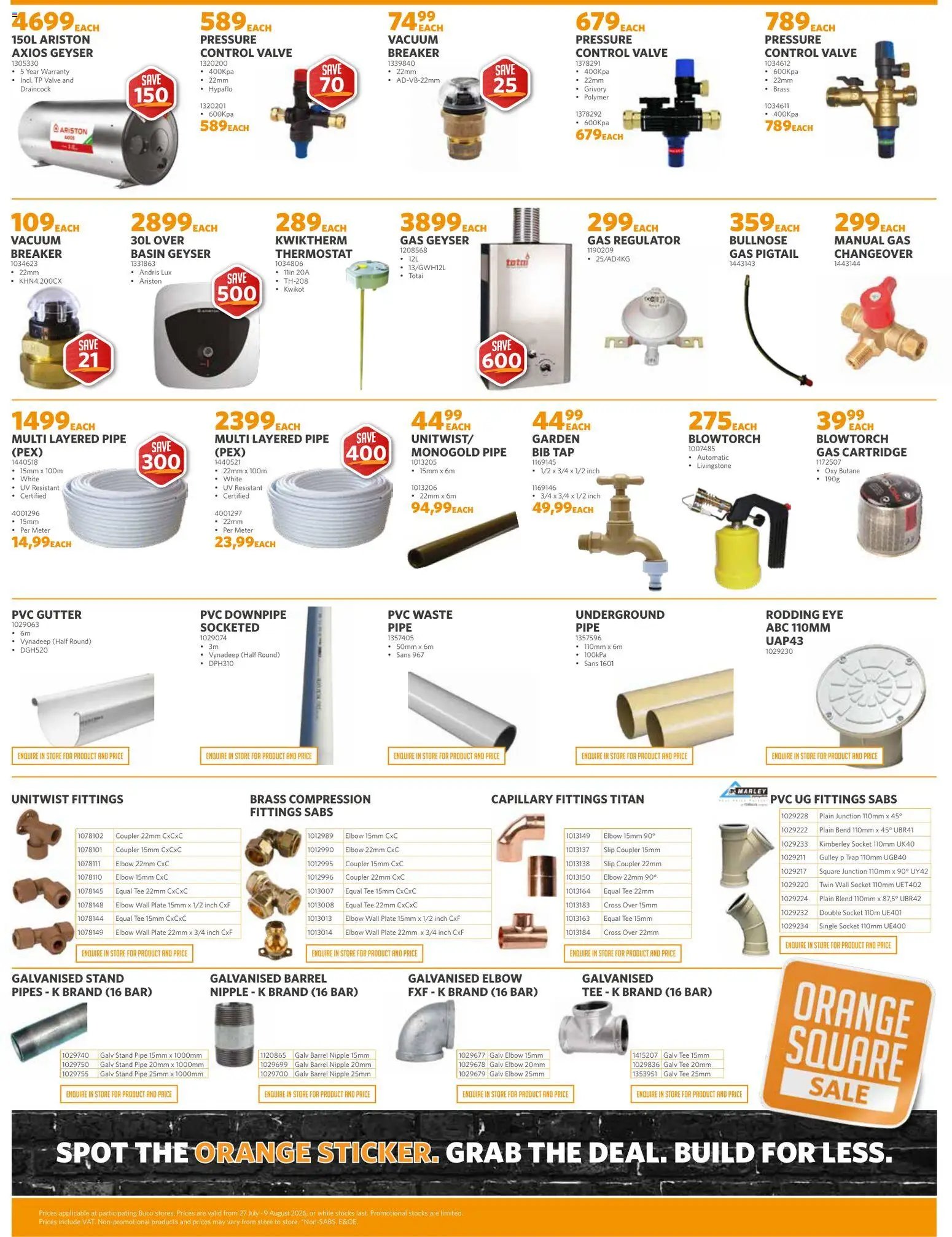 BUCO special from 27/07/2026 BUCO Orange Square Sale - Merchant