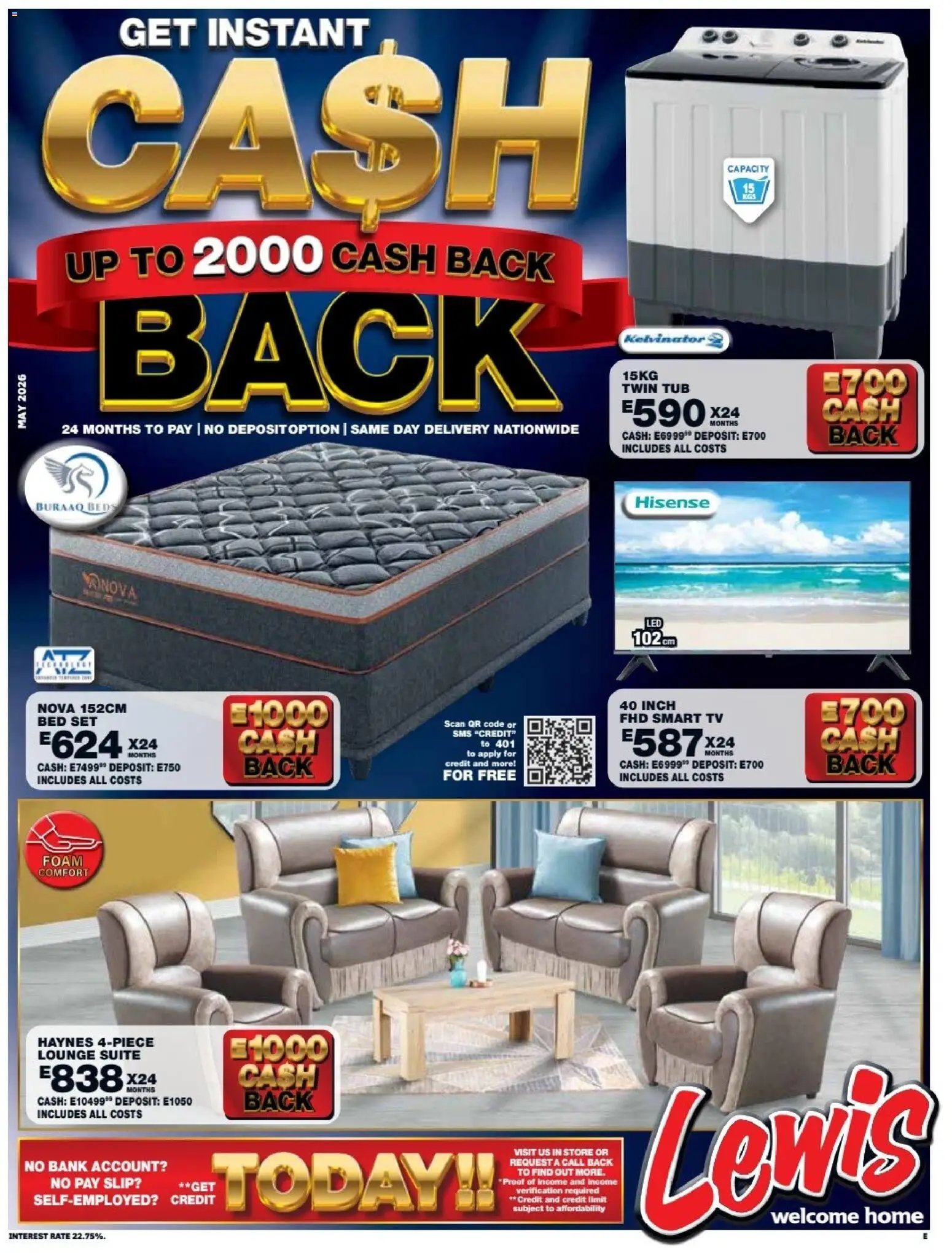 Lewis Stores special from 11/05/2026 Lewis Stores Eswatini Cash Back Brochure