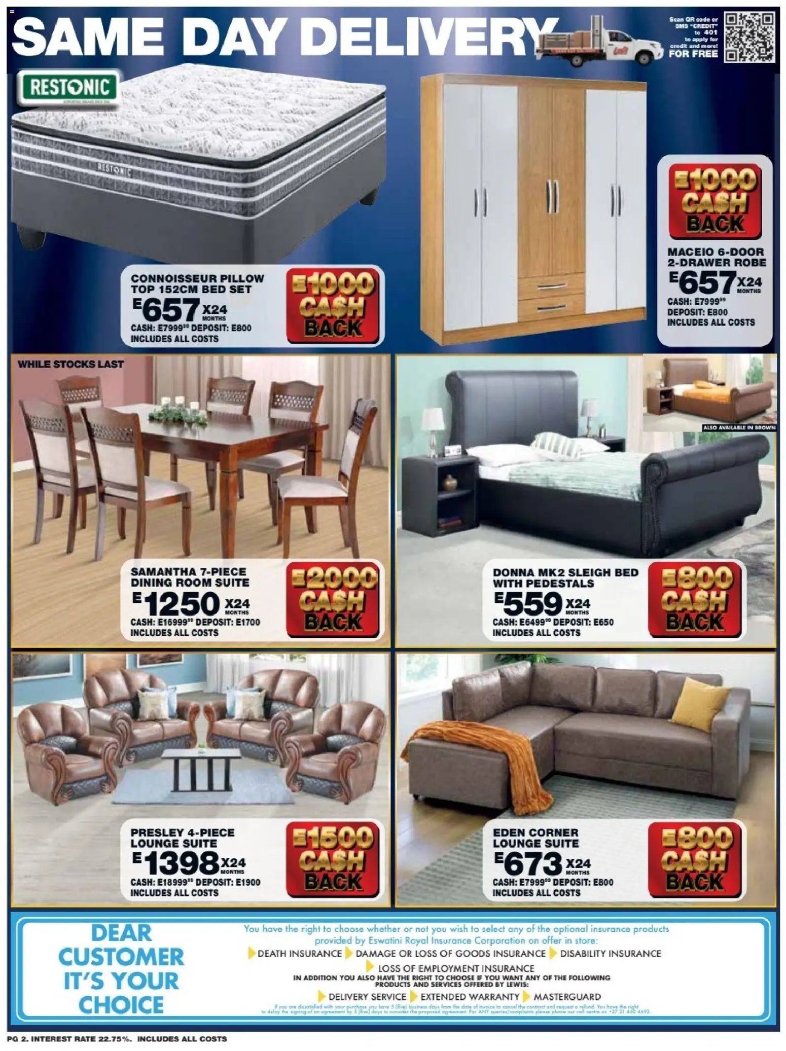 Lewis Stores special from 11/05/2026 Lewis Stores Eswatini Cash Back Brochure