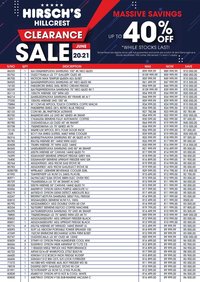 Hirsch's special from 20/06/2026 Hirsch's Hillcrest Clearance Sale