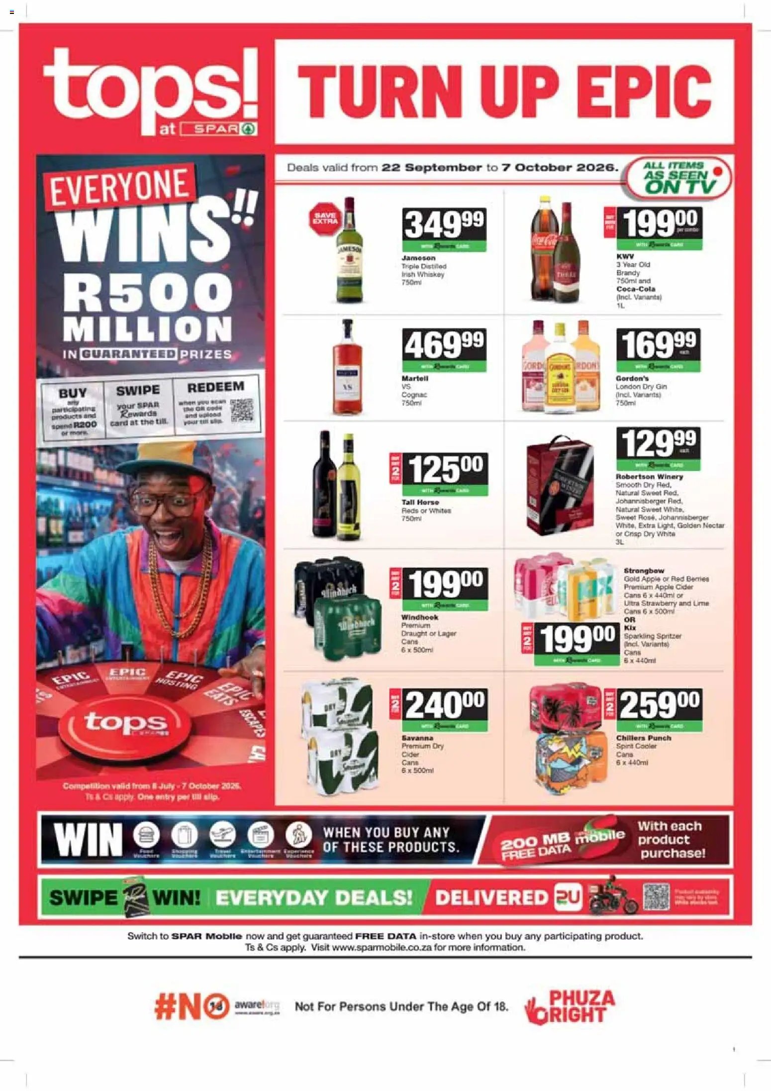 Tops at Spar special from 22/09/2026 Tops at Spar Specials Turn Up Epic