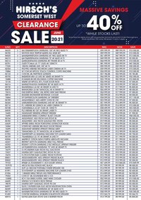 Hirsch's special from 20/06/2026 Hirsch's Somerset West Clearance Sale
